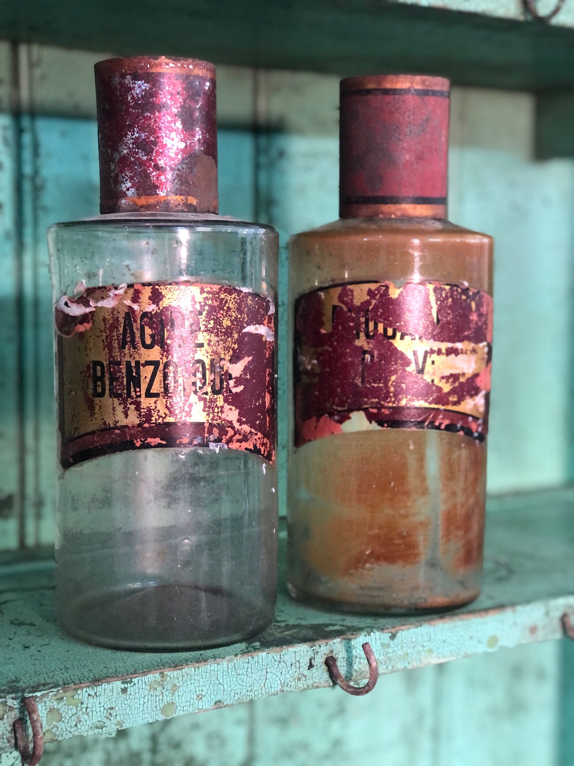 Pair Antique French Glass Apothecary Jars