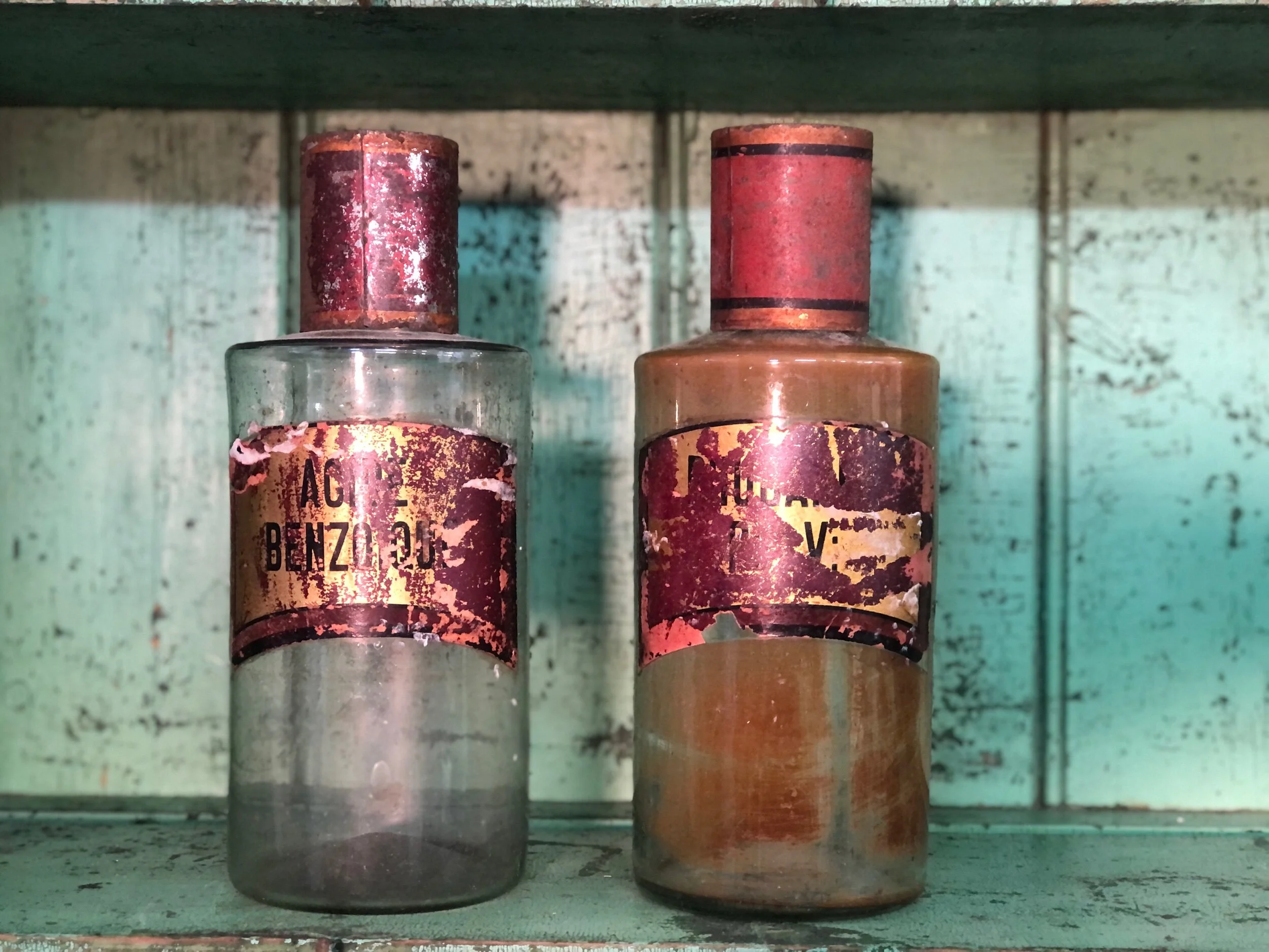 Pair Antique French Glass Apothecary Jars