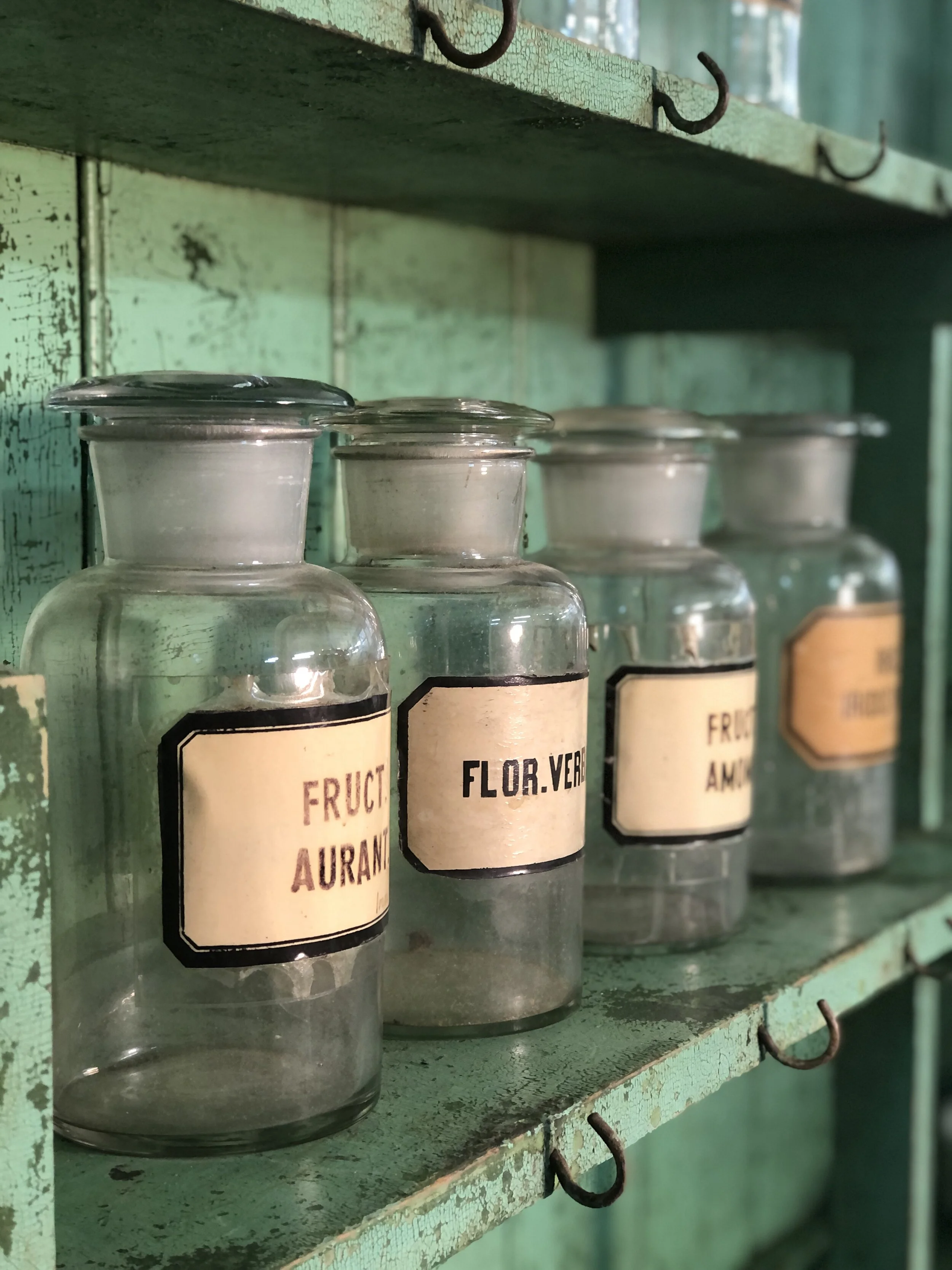 Antique French Glass Apothecary Pharmacy Bottles
