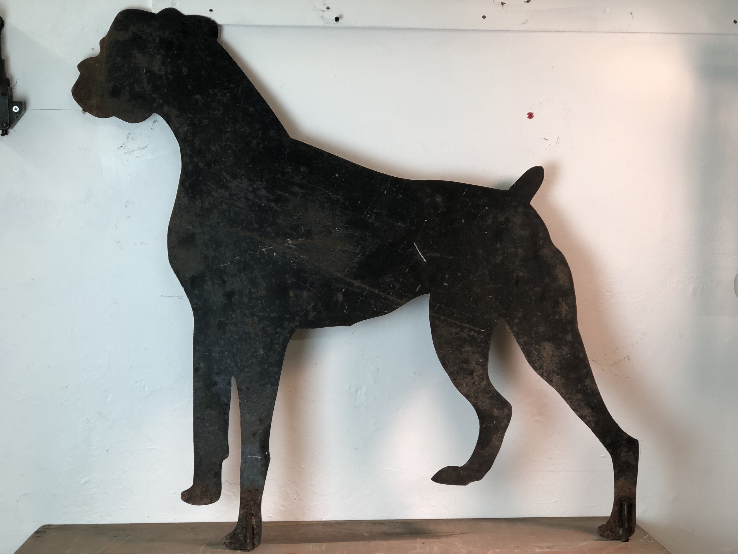 Mid Century Hand Made Boxer Dog Sign