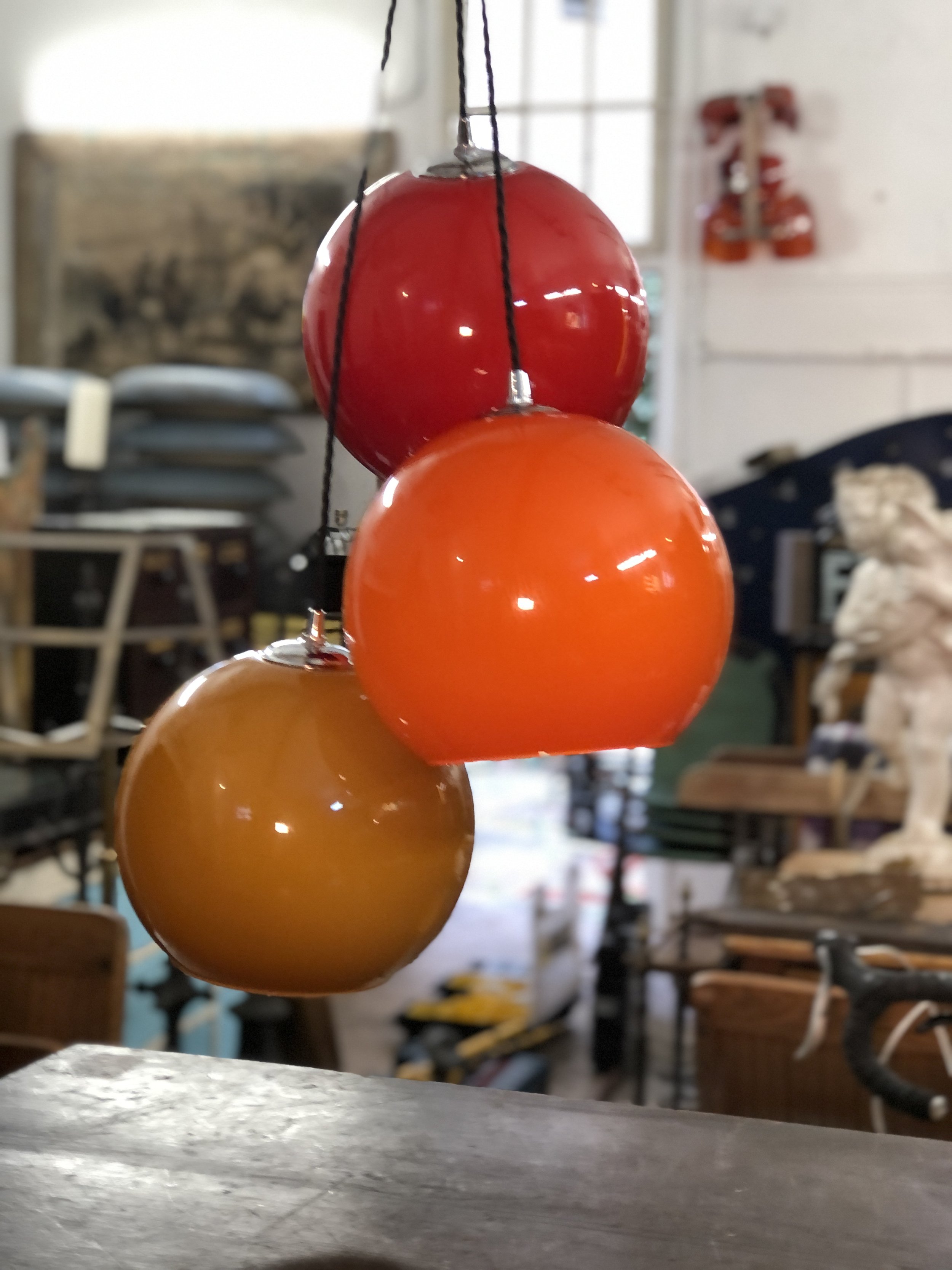 Mid Century Glass Globe Pendant 
