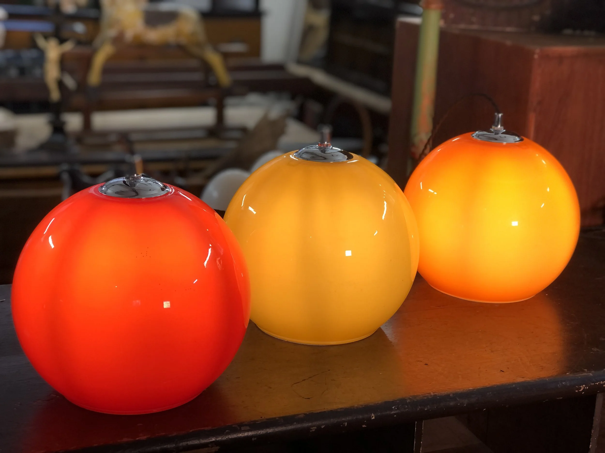 Mid Century Glass Globe Pendant 