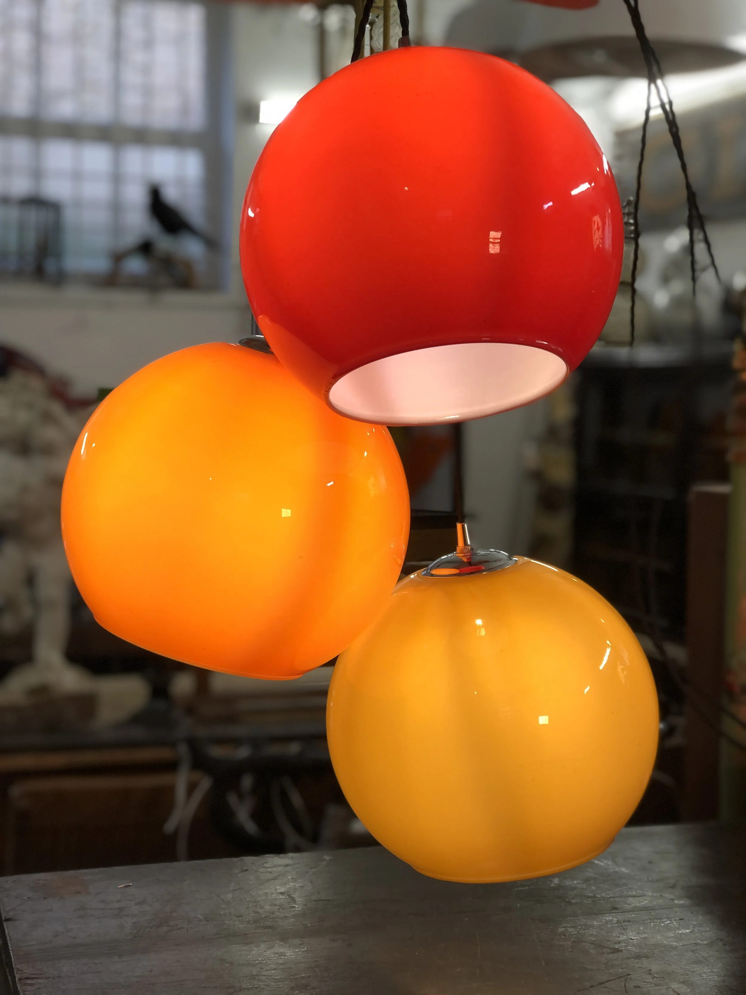 Mid Century Glass Globe Pendant 