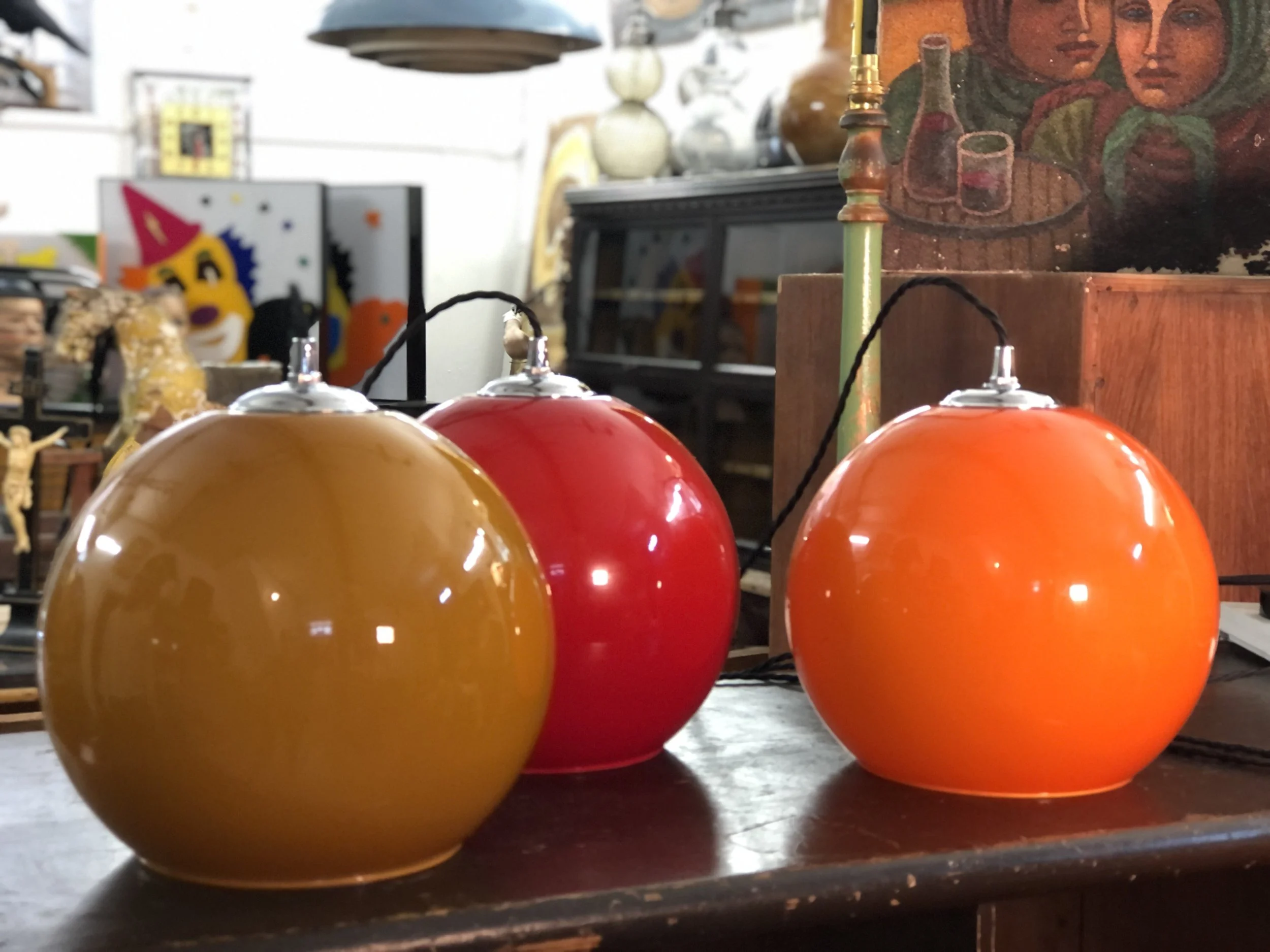 Mid Century Glass Globe Pendant 