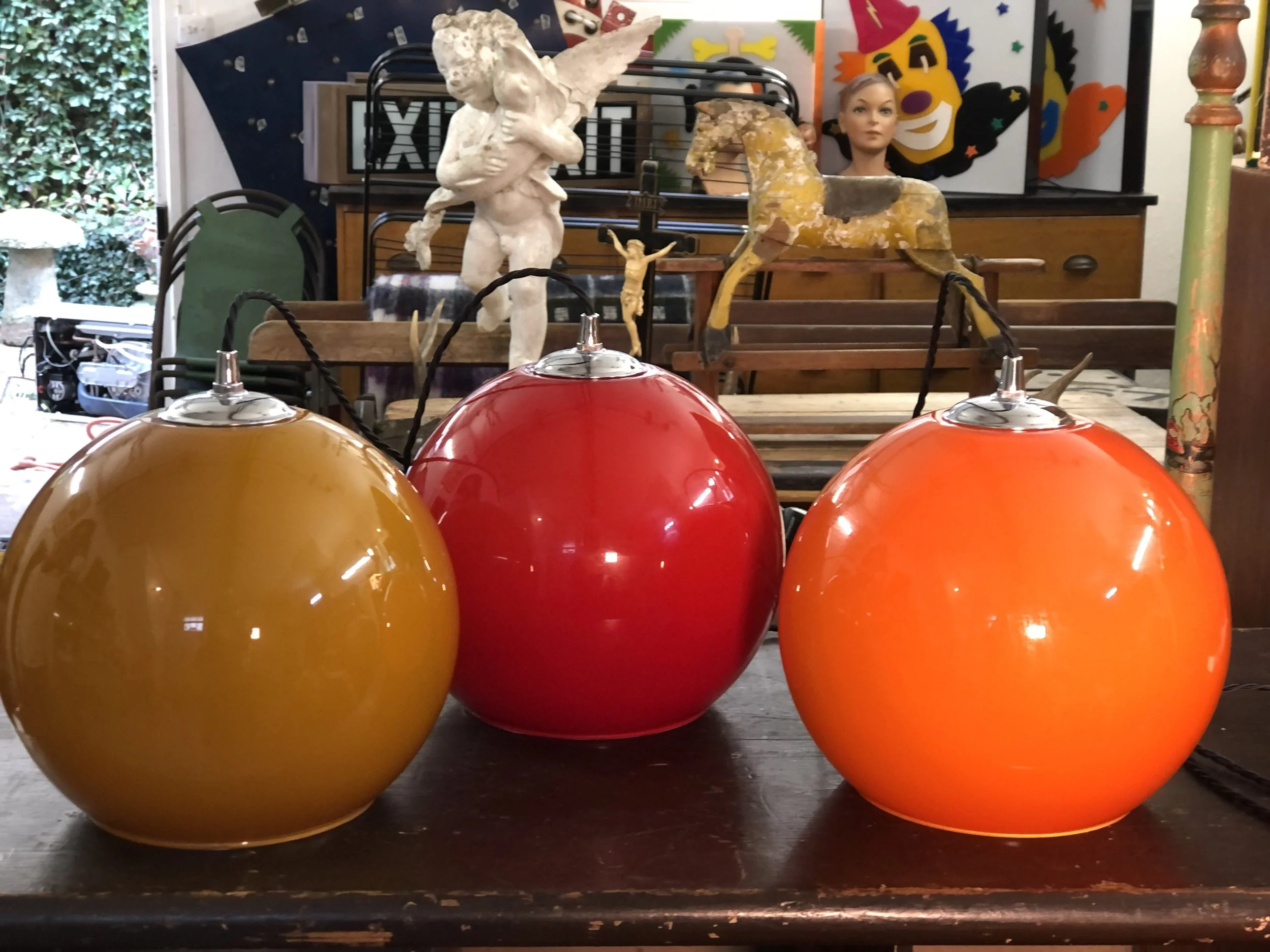 Mid Century Glass Globe Pendant 