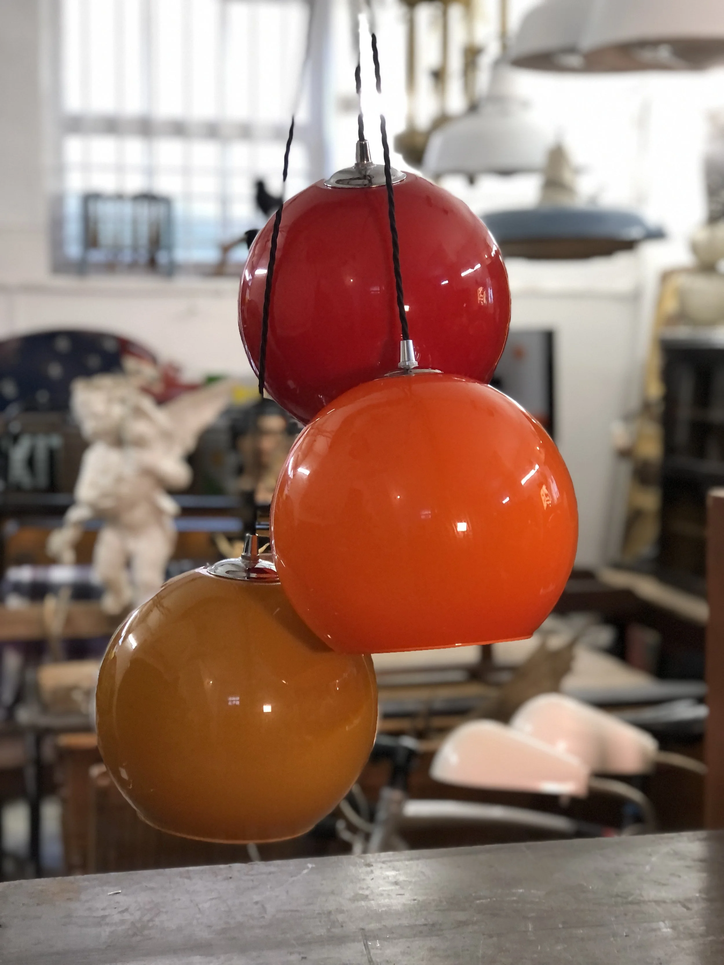 Mid Century Glass Globe Pendant 