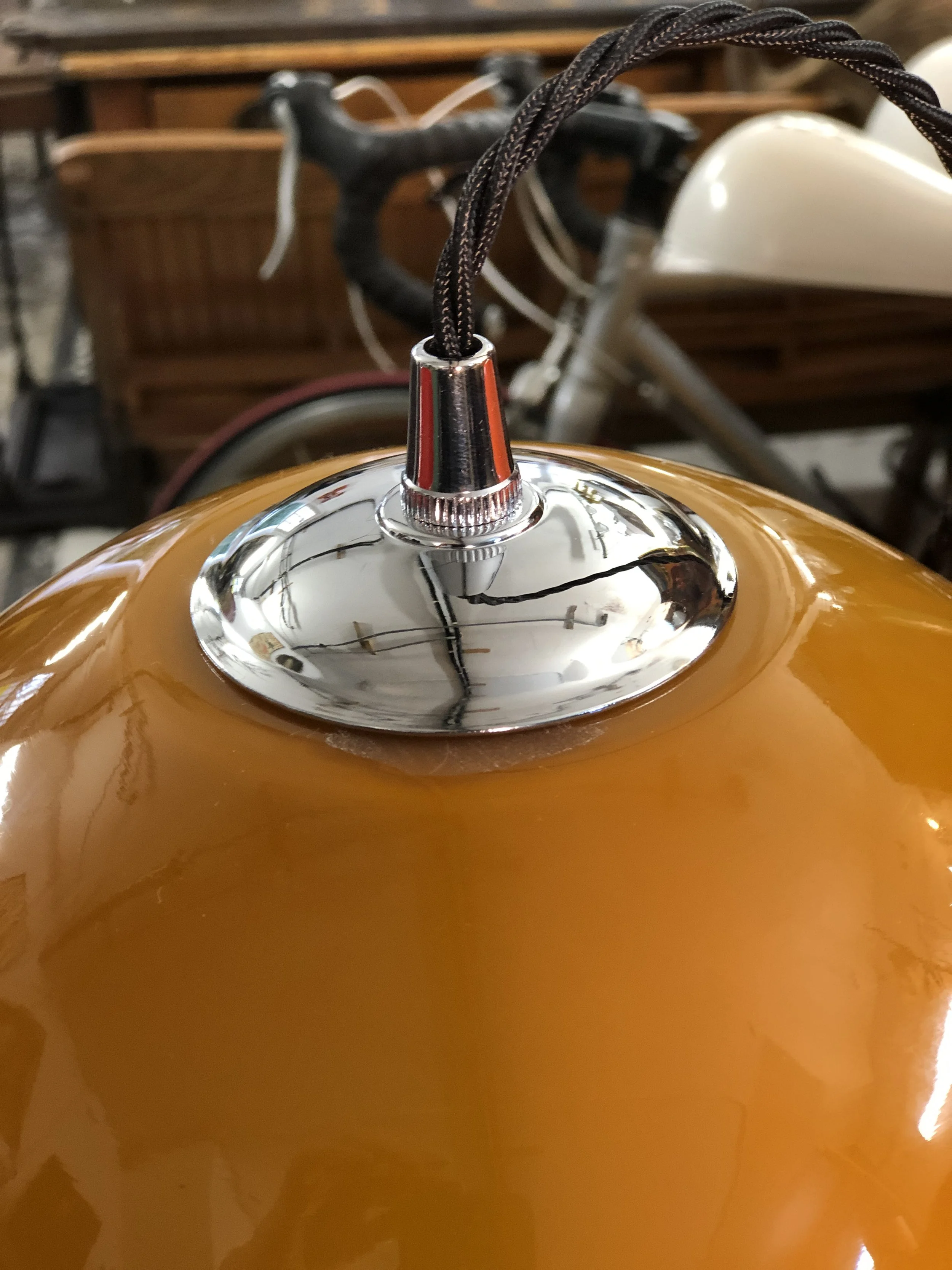 Mid Century Glass Globe Pendant 