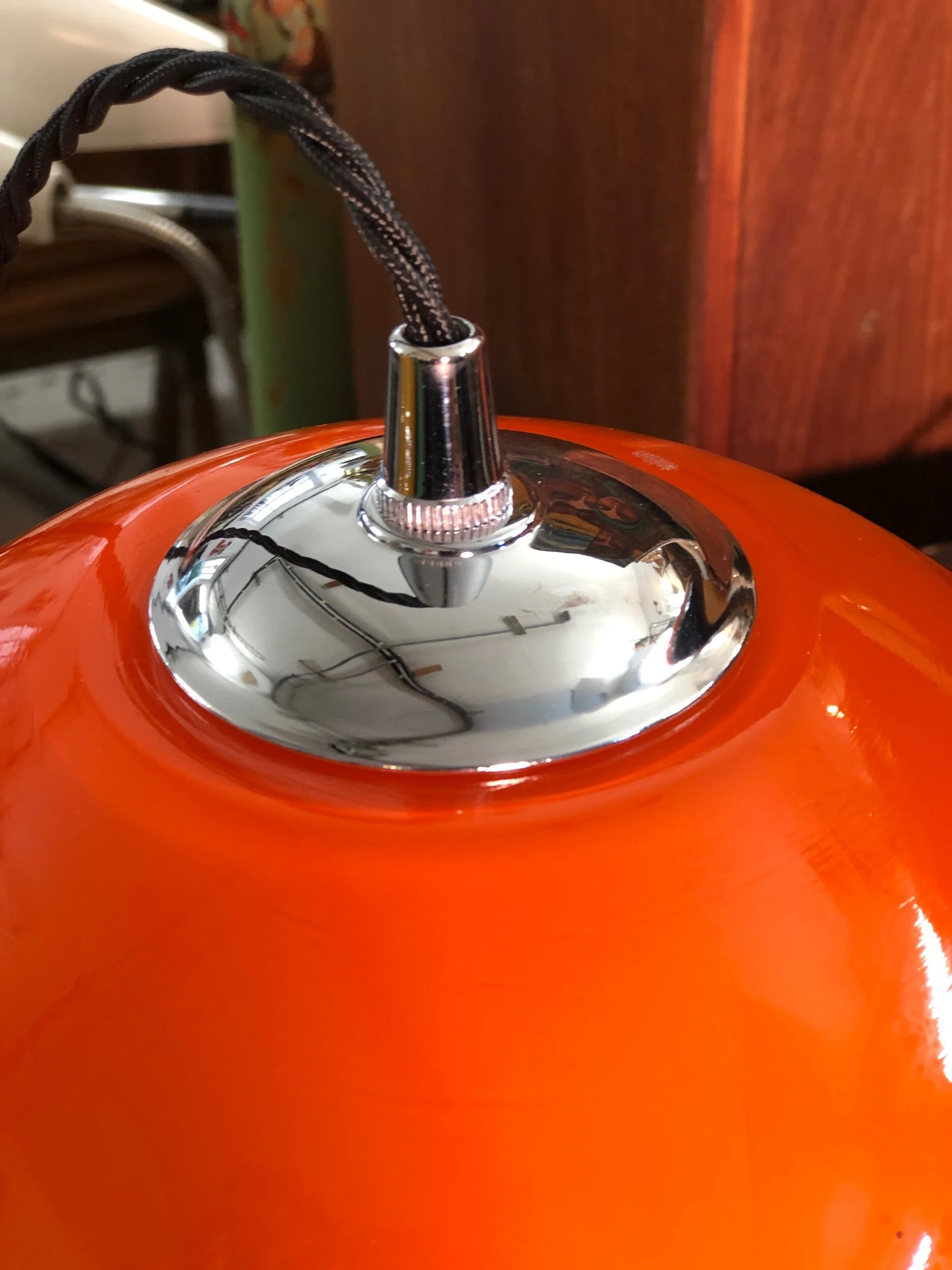 Mid Century Glass Globe Pendant 