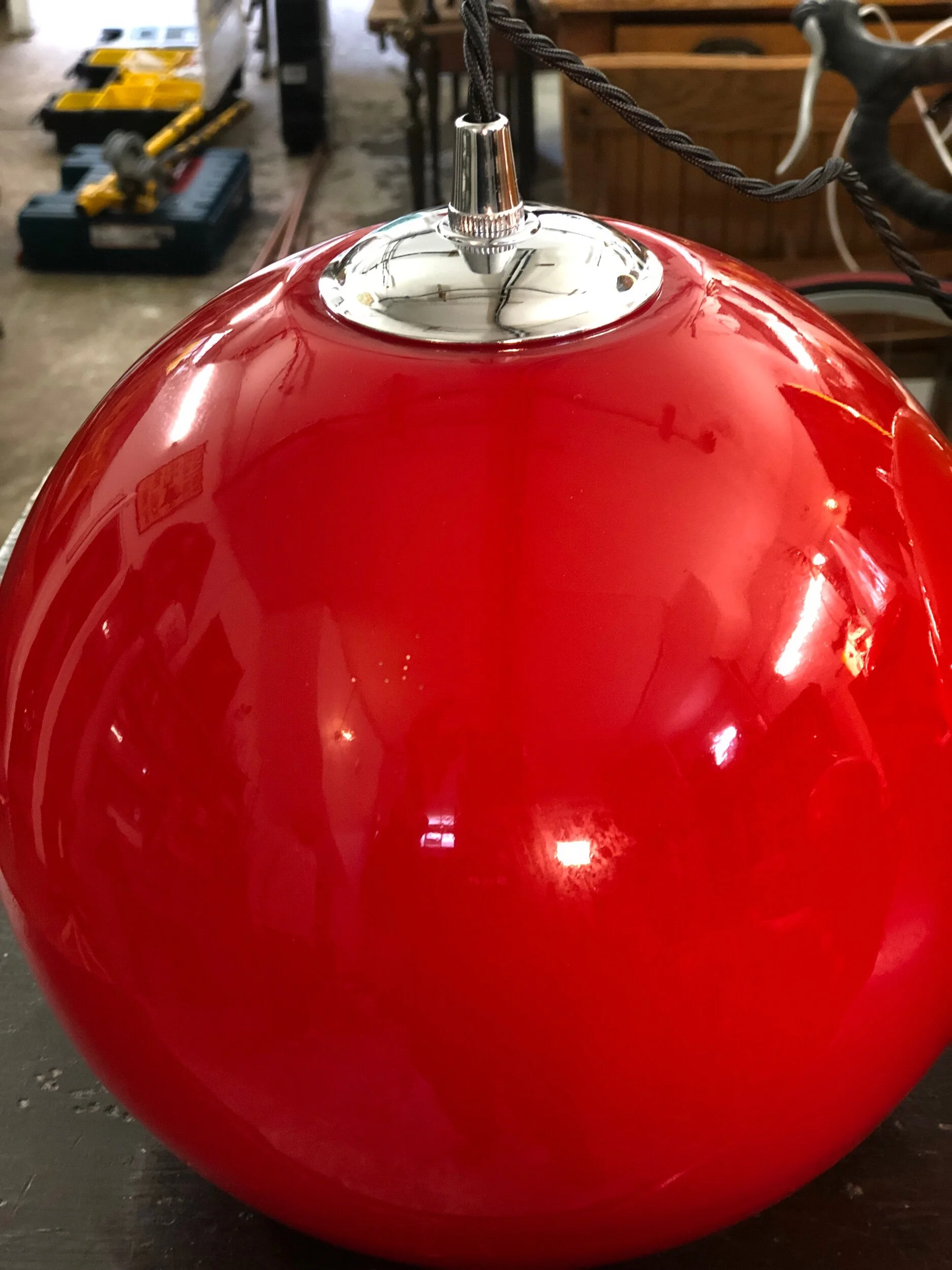 Mid Century Glass Globe Pendant 