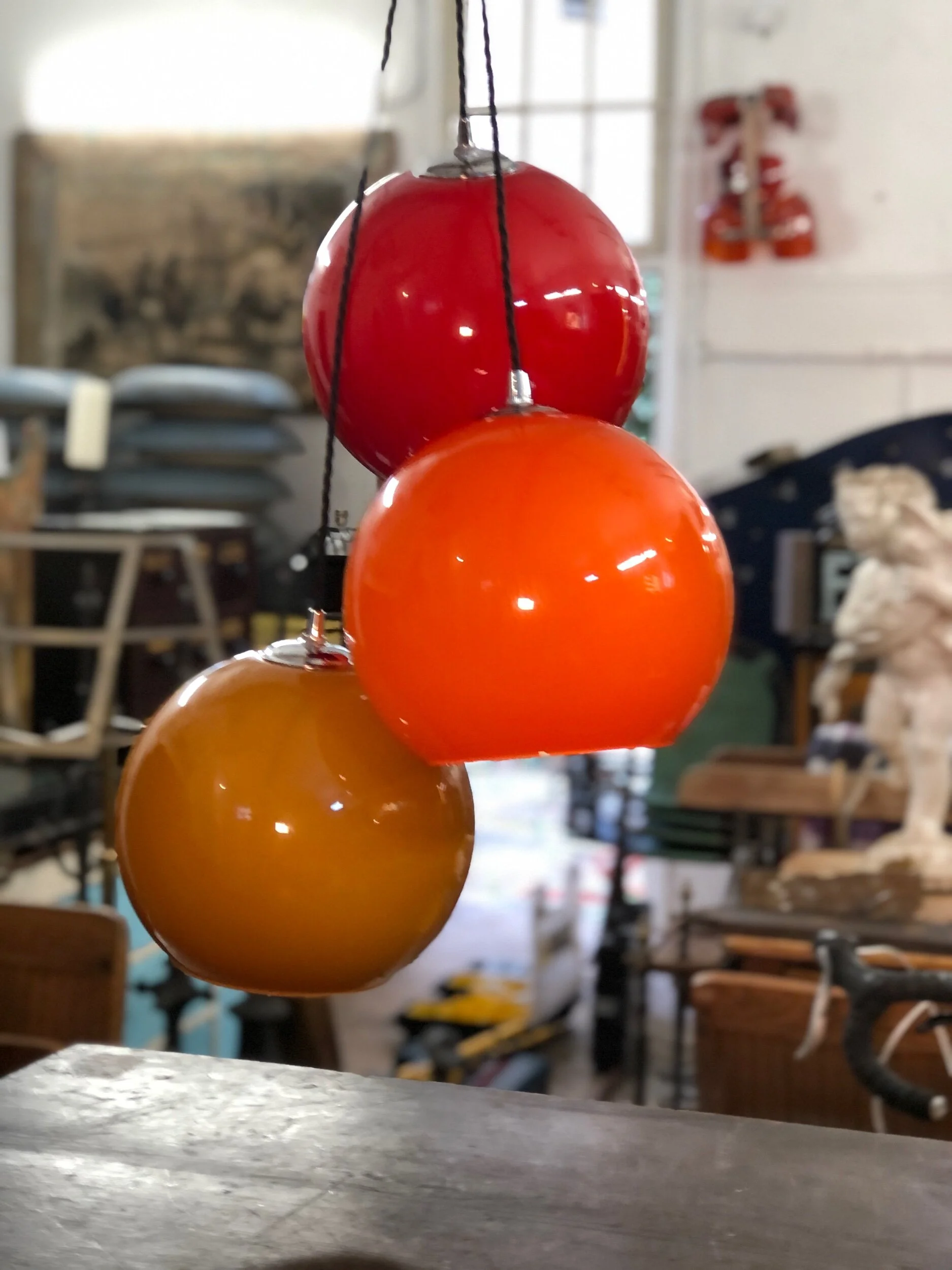 Mid Century Glass Globe Pendant 