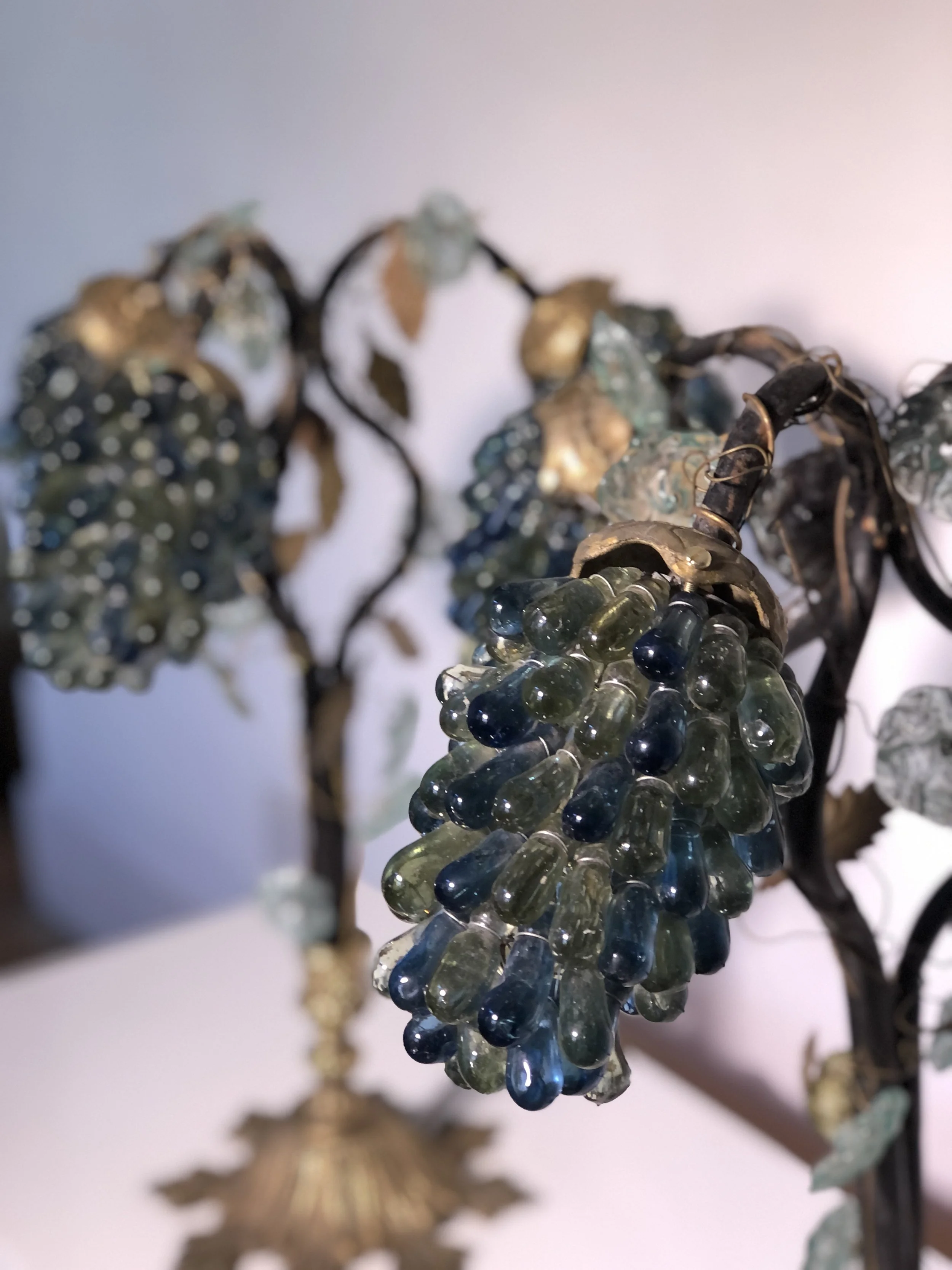 Pair Murano Glass Grape Lamps