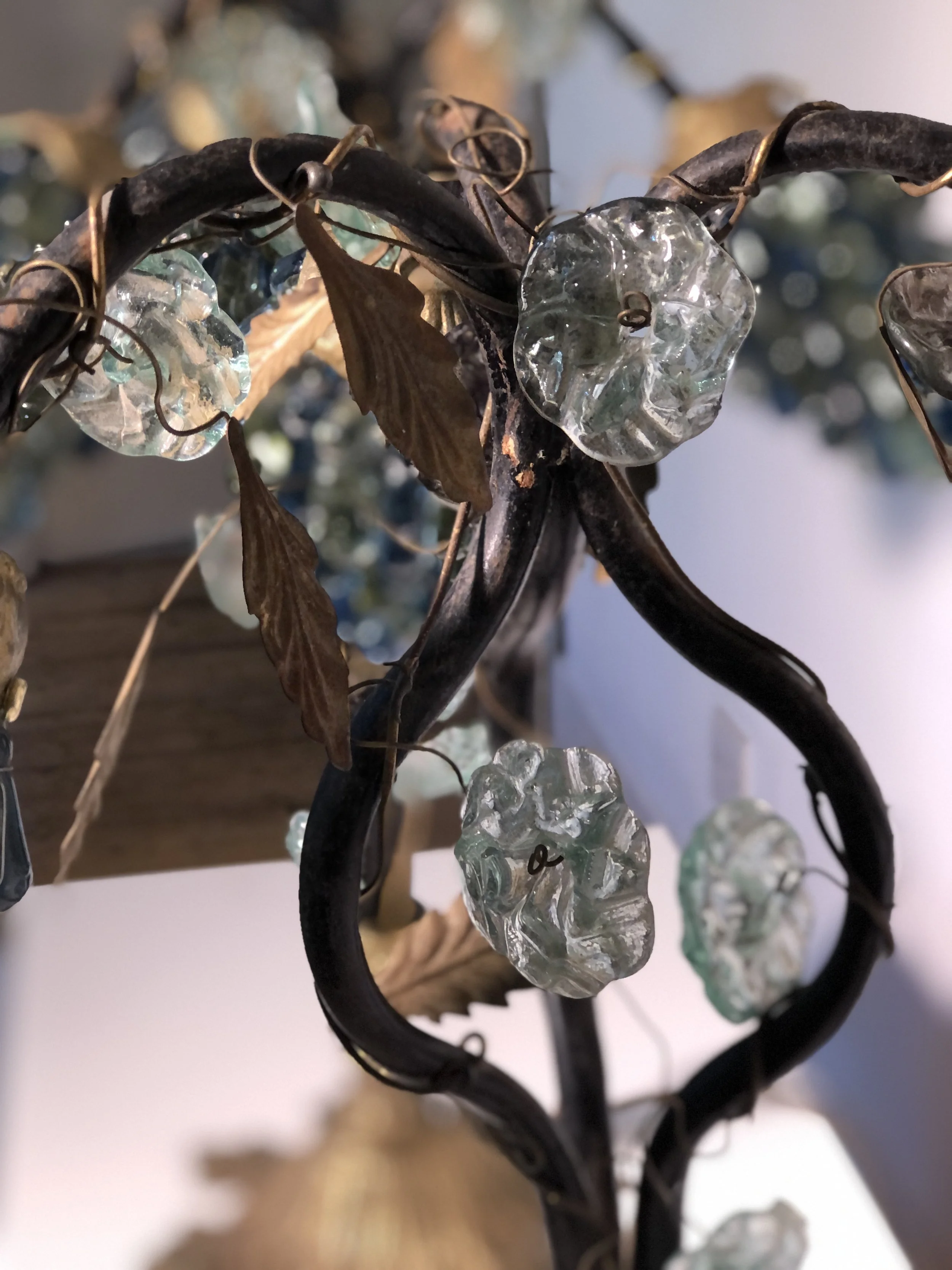 Pair Murano Glass Grape Lamps