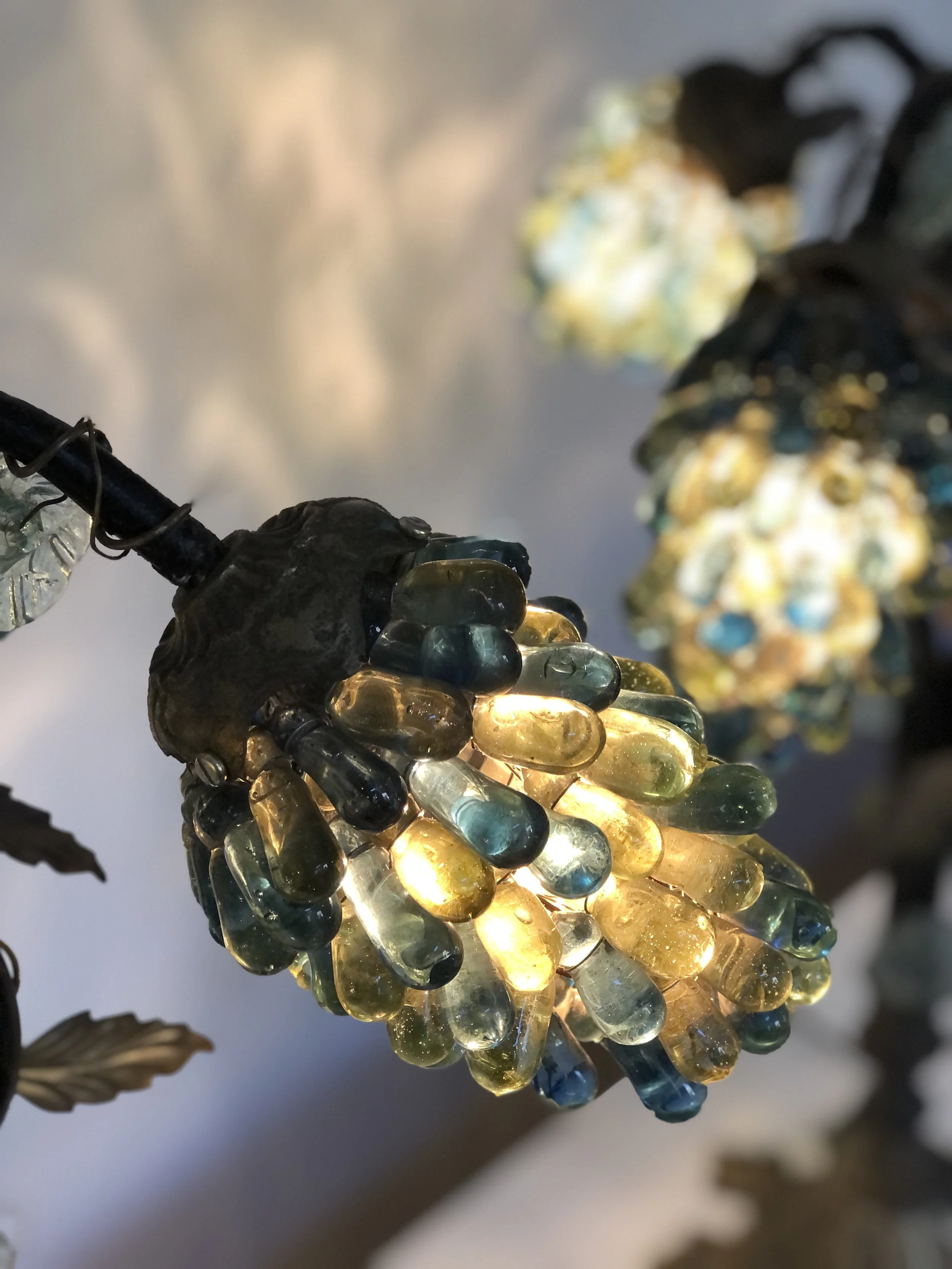 Pair Murano Glass Grape Lamps