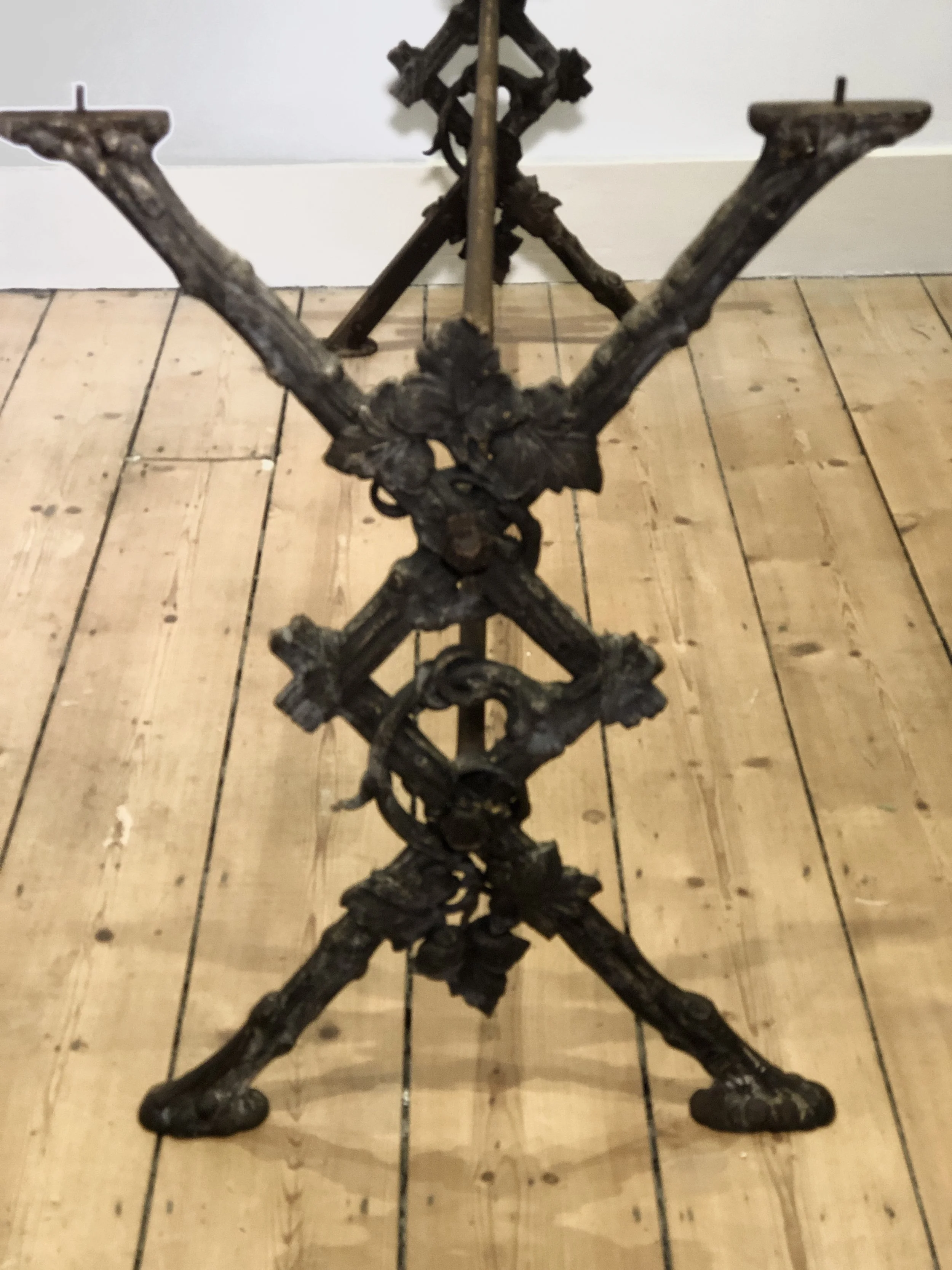 Antique French Bistro Table with Cast Iron Base