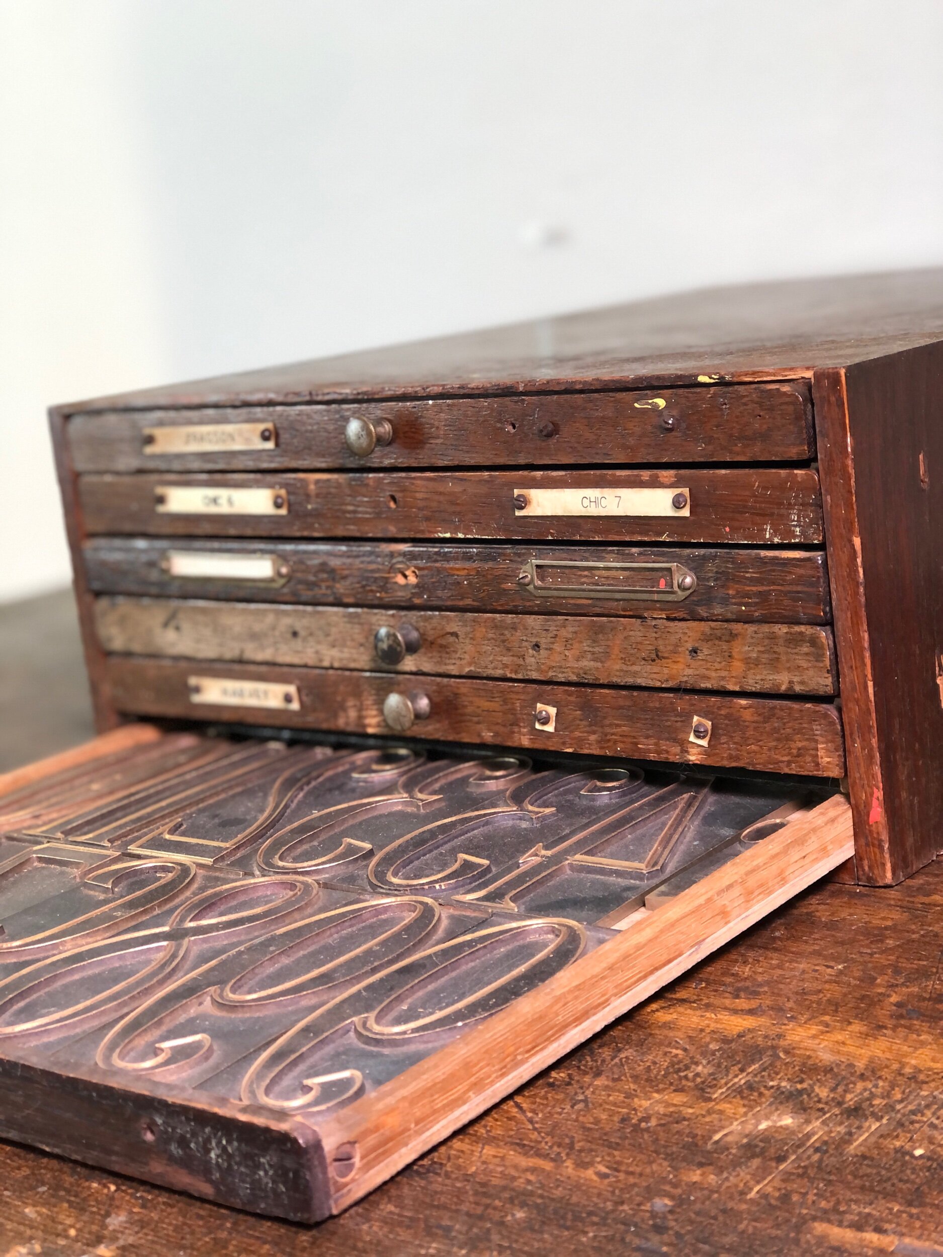 1950s Brass Type Cabinet