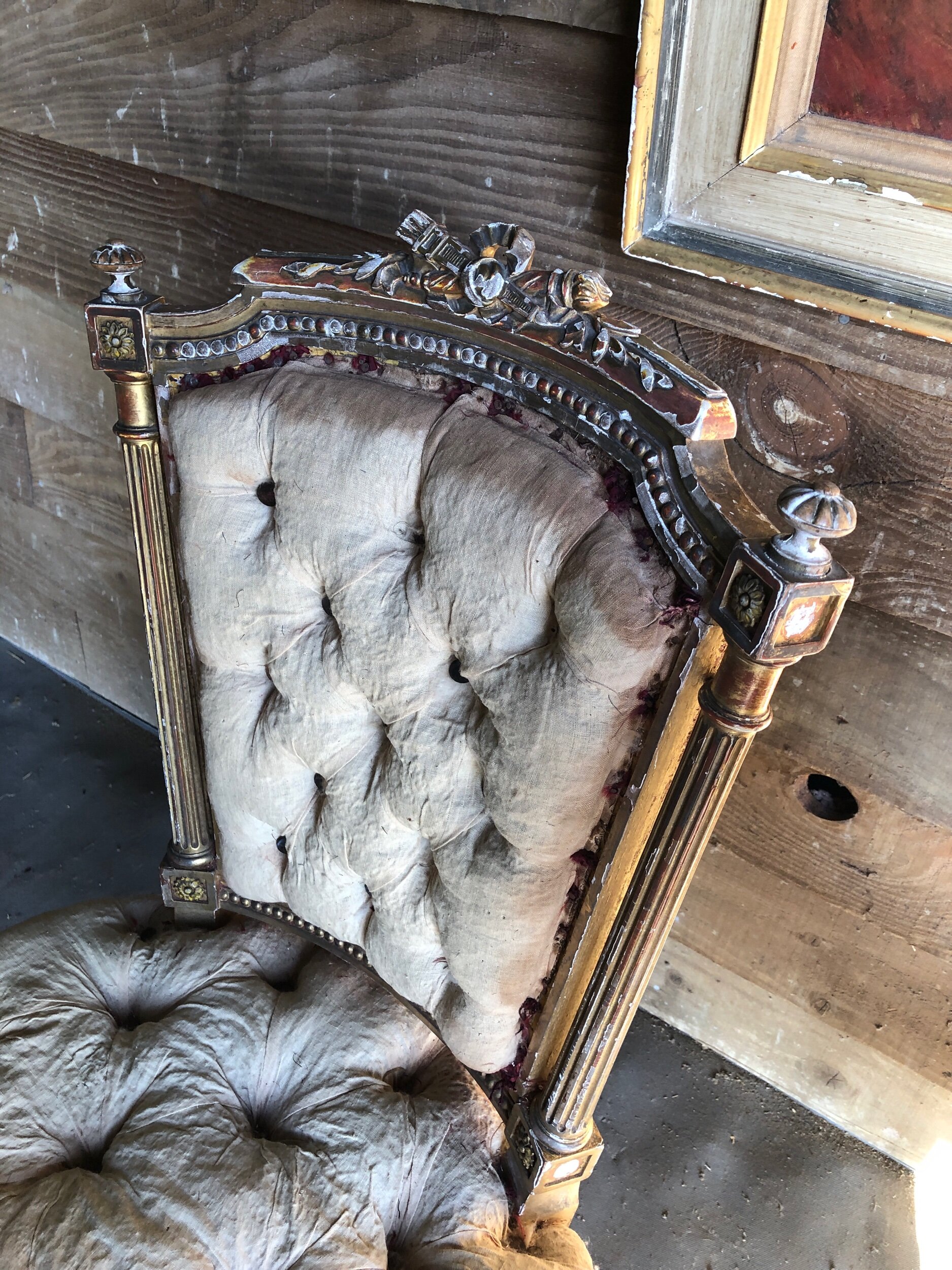 Pair French Antique Gilt Salon Chairs