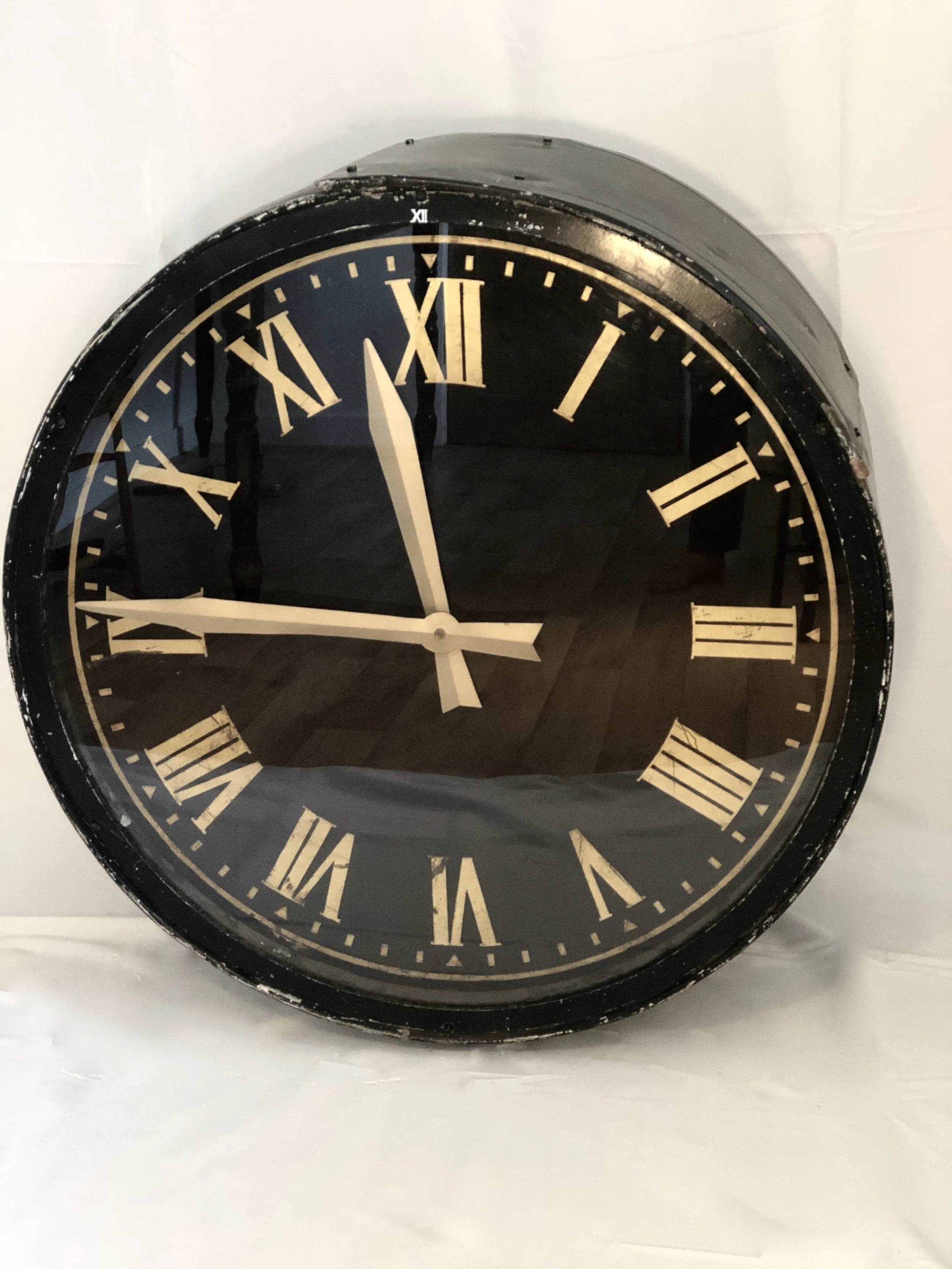 Large 19th Century Double Sided English Industrial Factory Clock