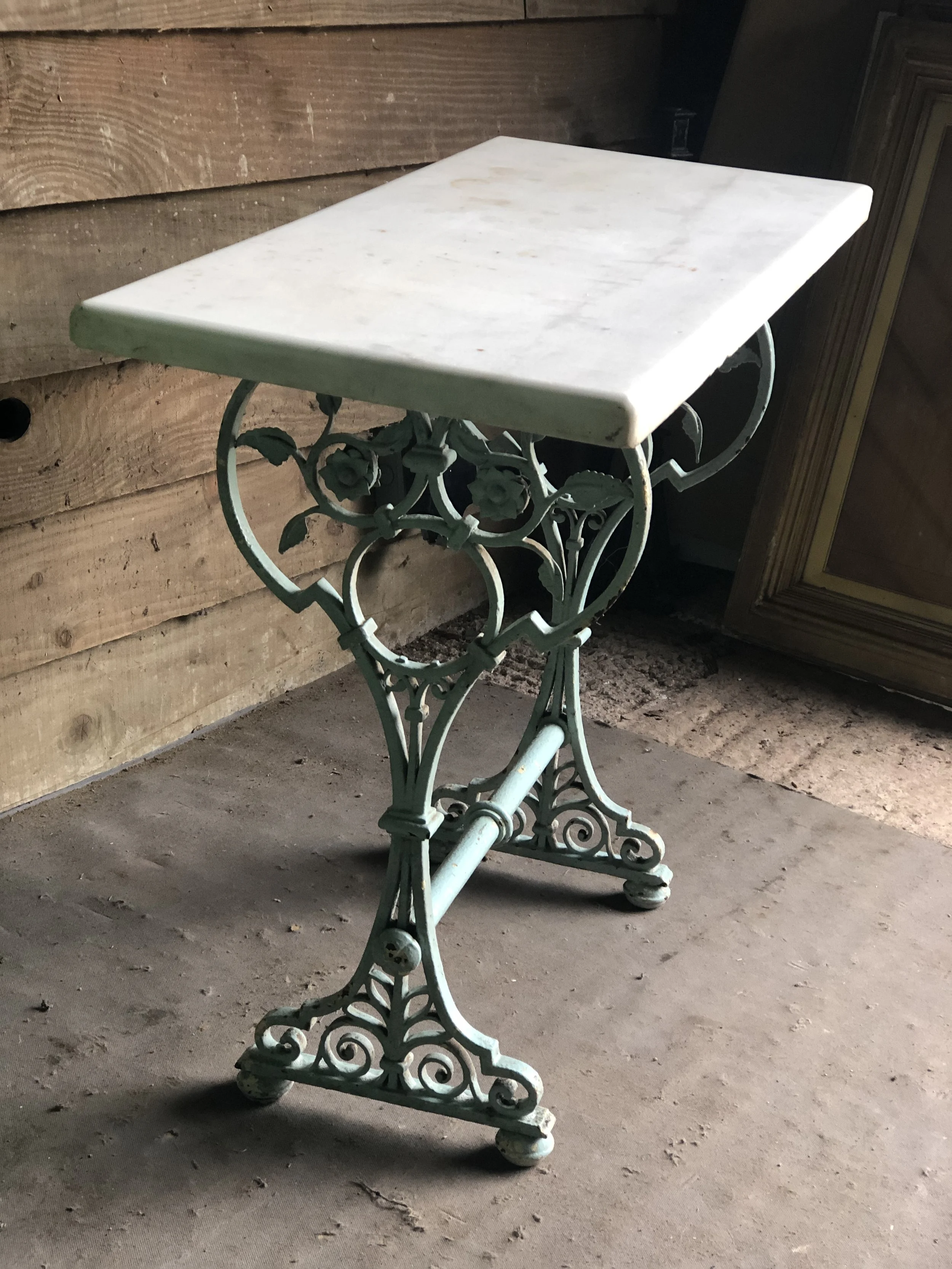 French Cast Iron & Marble Table