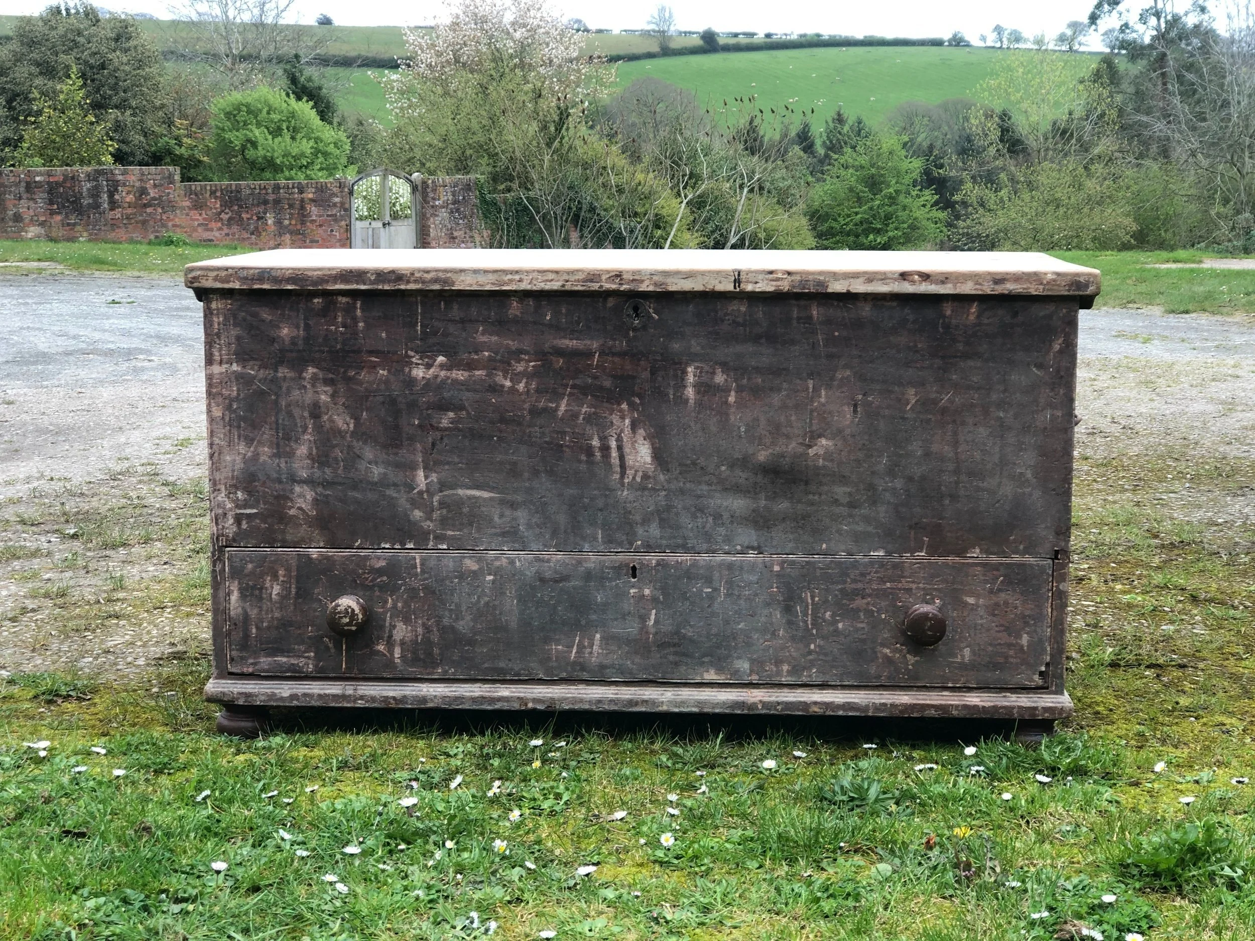 Early 18th Century Pine Mule Chest