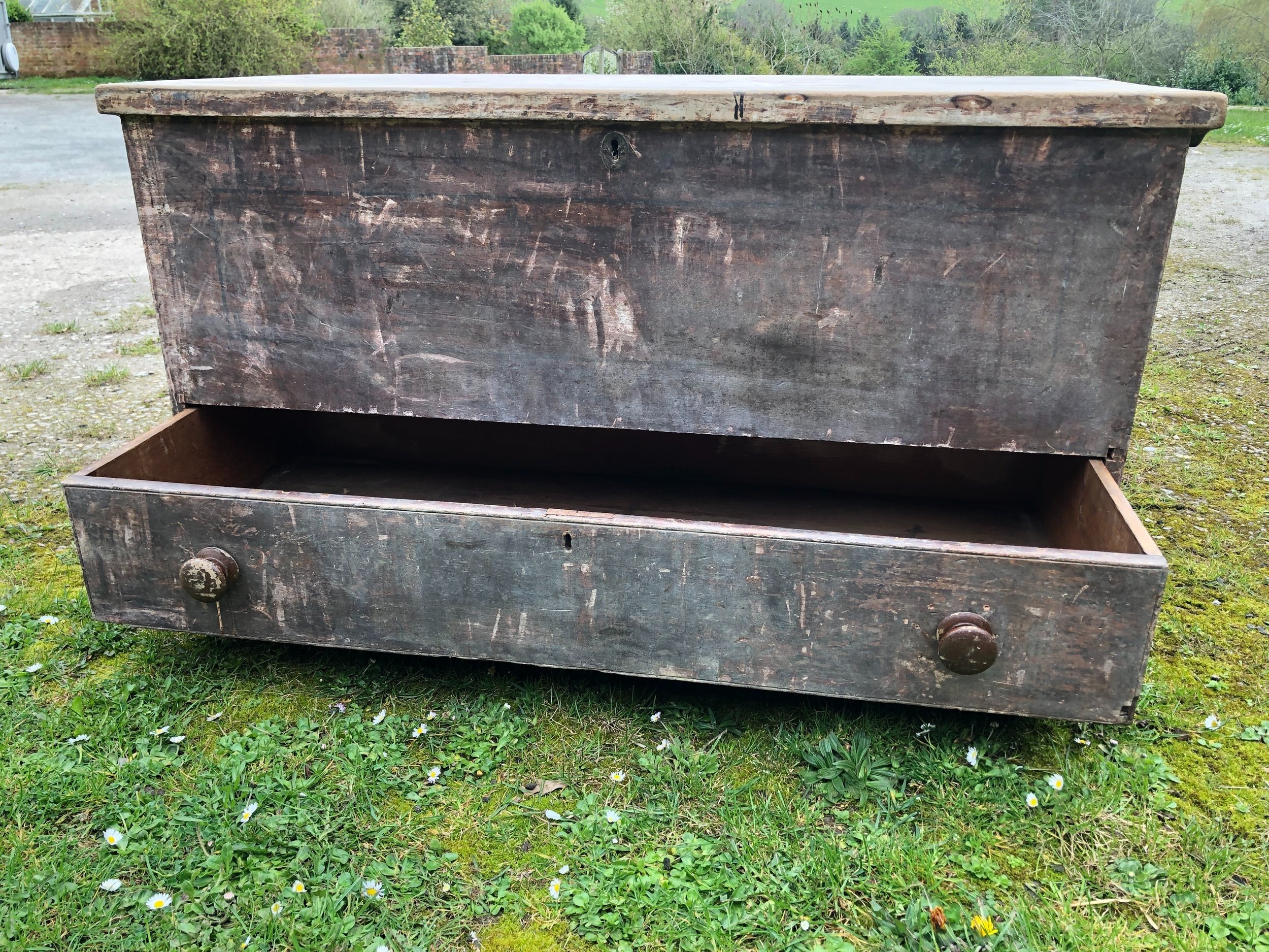 Early 18th Century Pine Mule Chest