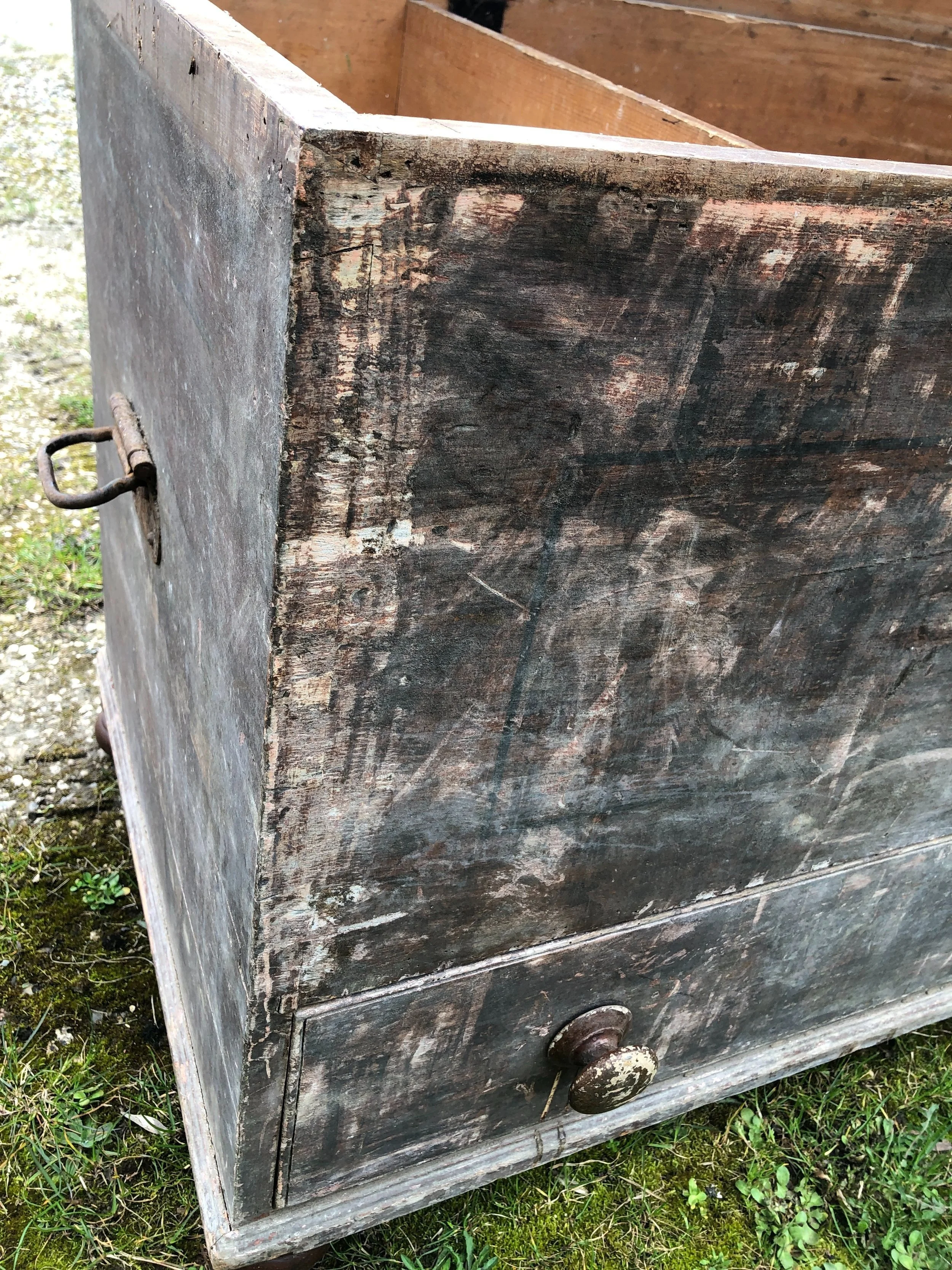 Early 18th Century Pine Mule Chest