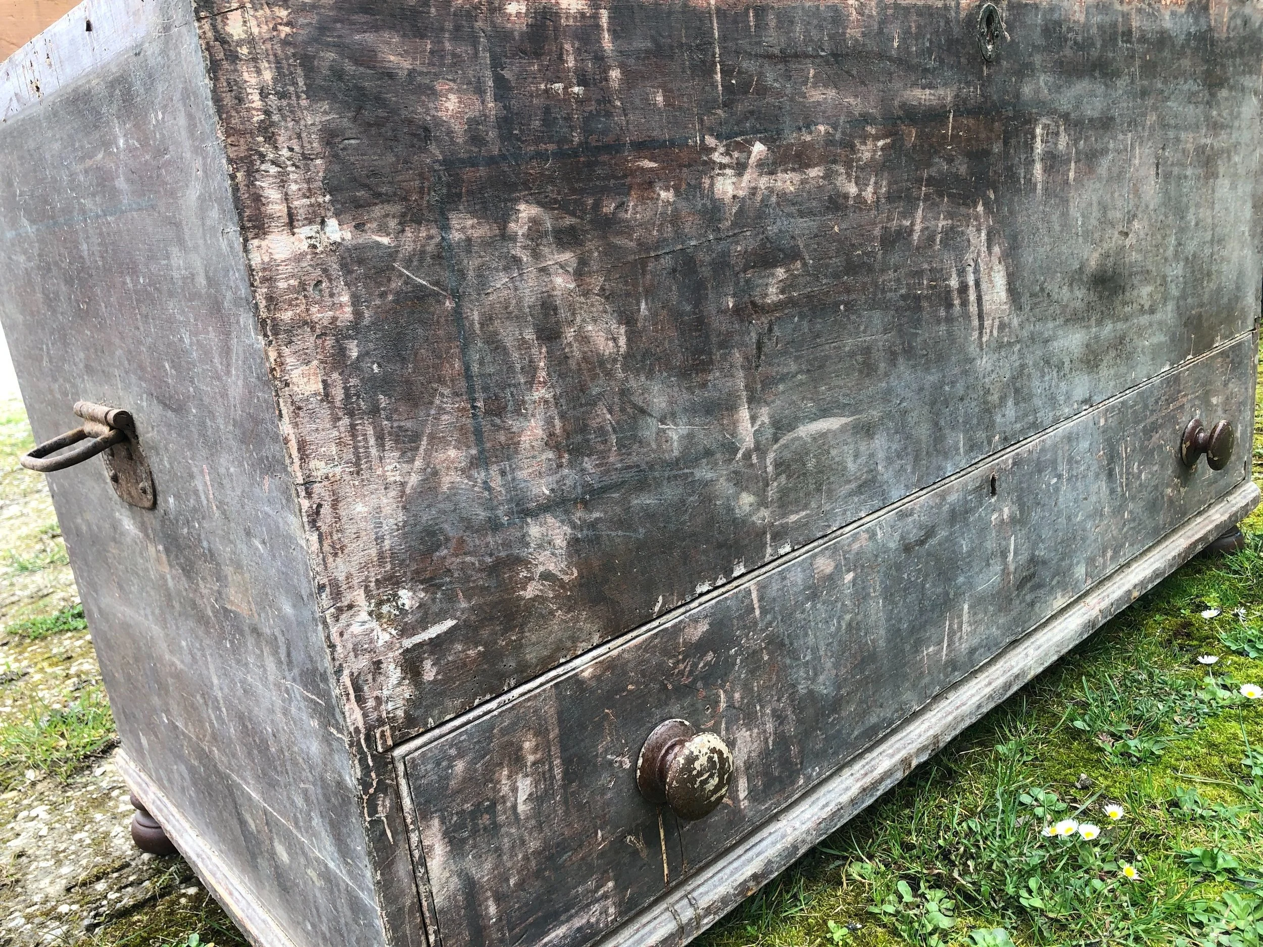 Early 18th Century Pine Mule Chest