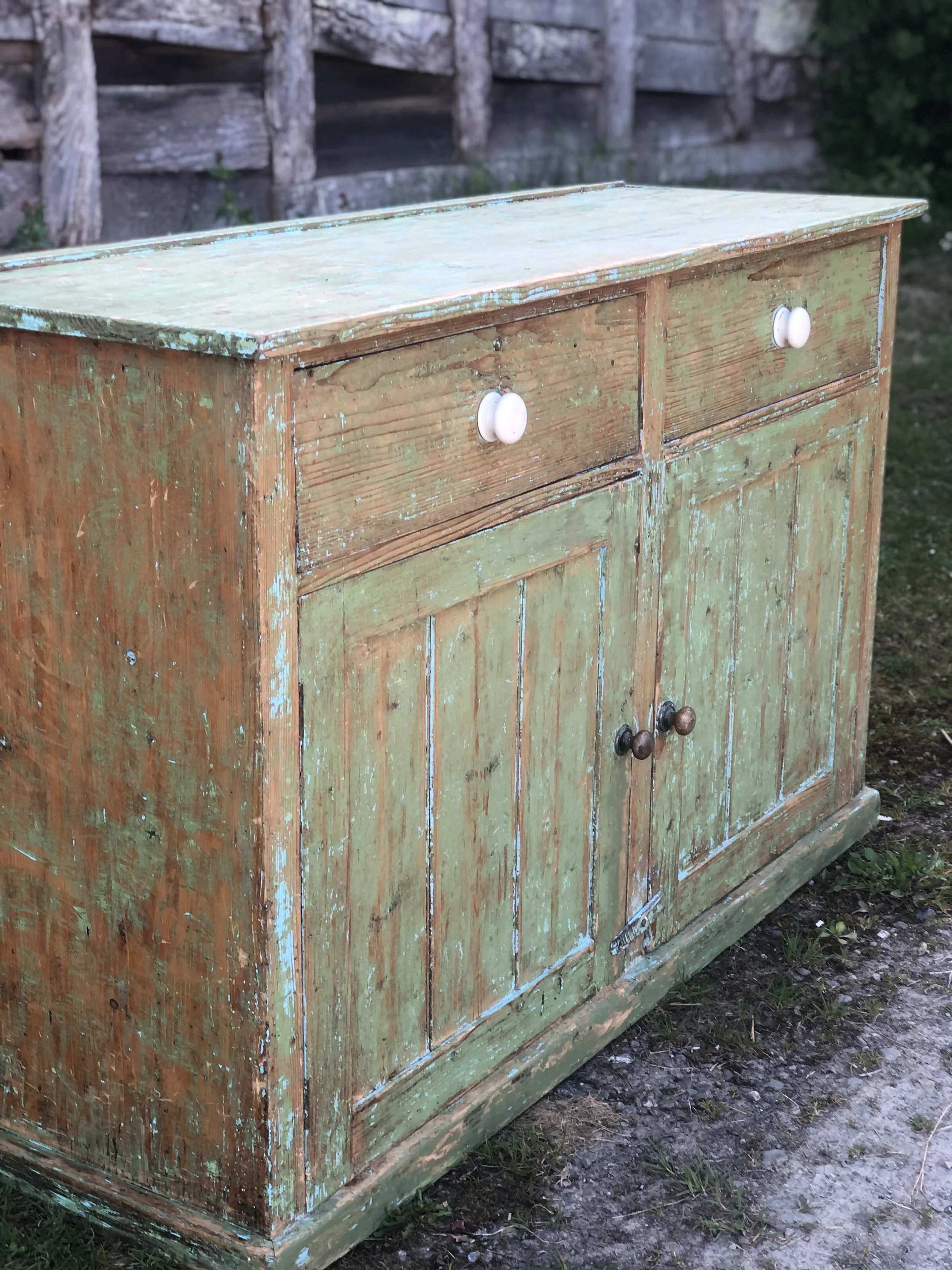 Antique Dresser Base Green