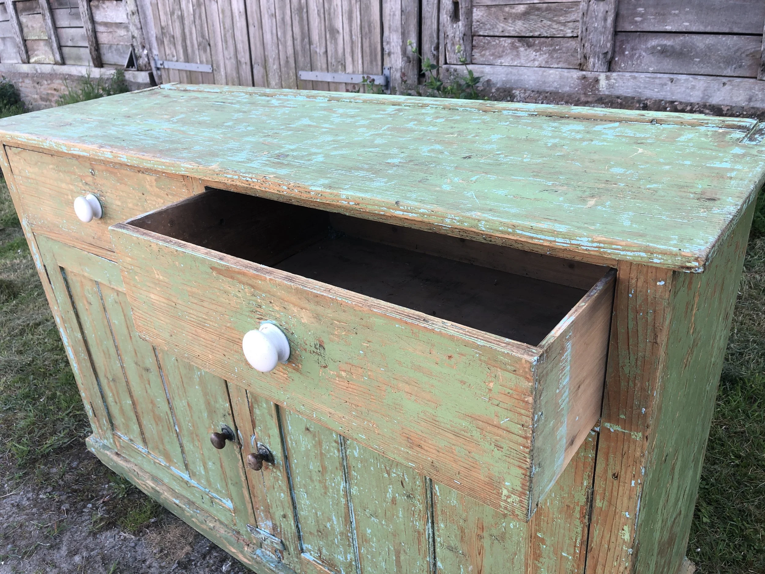 Antique Dresser Base Green
