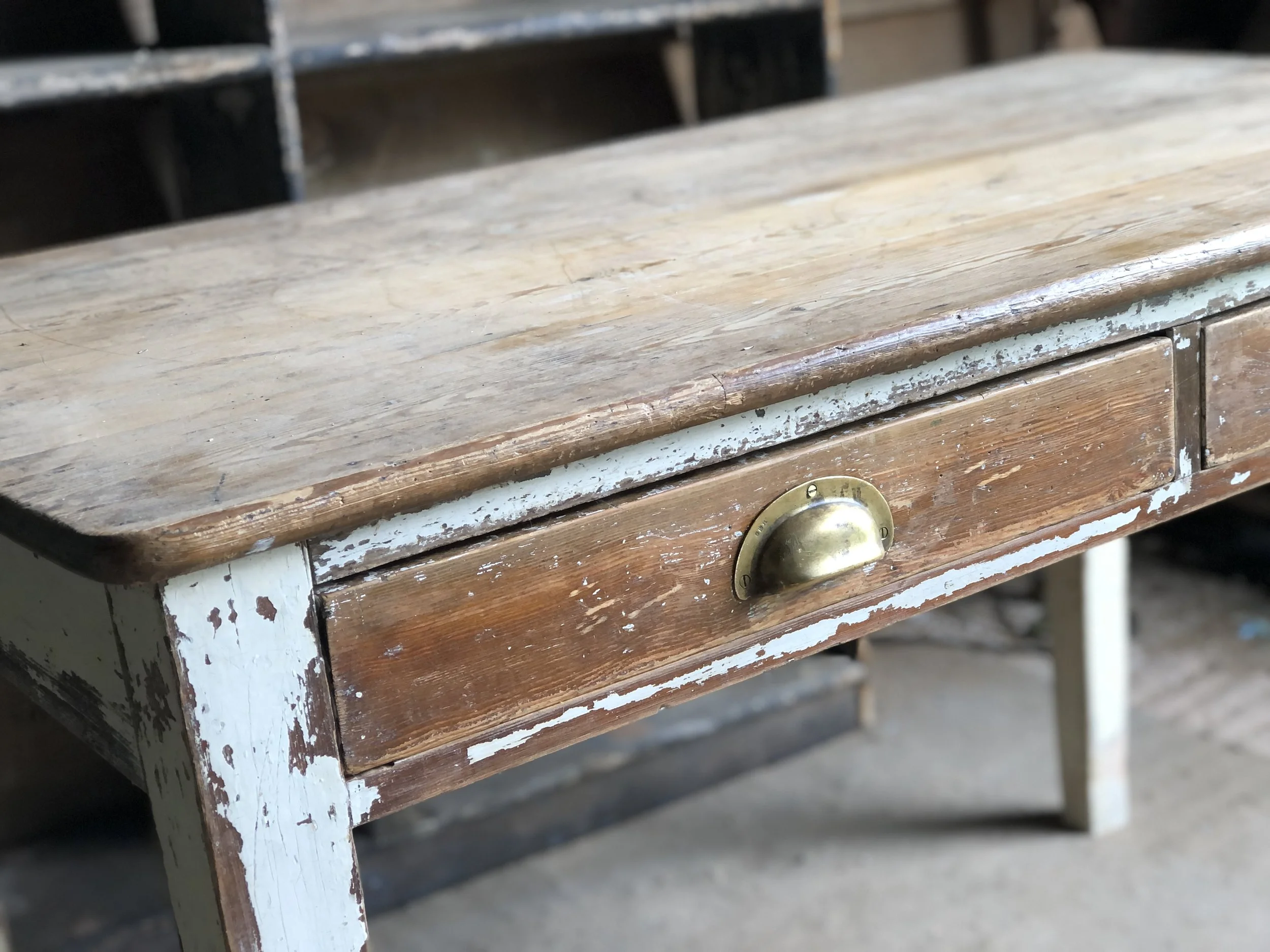 Antique Scrub Top Pine Table