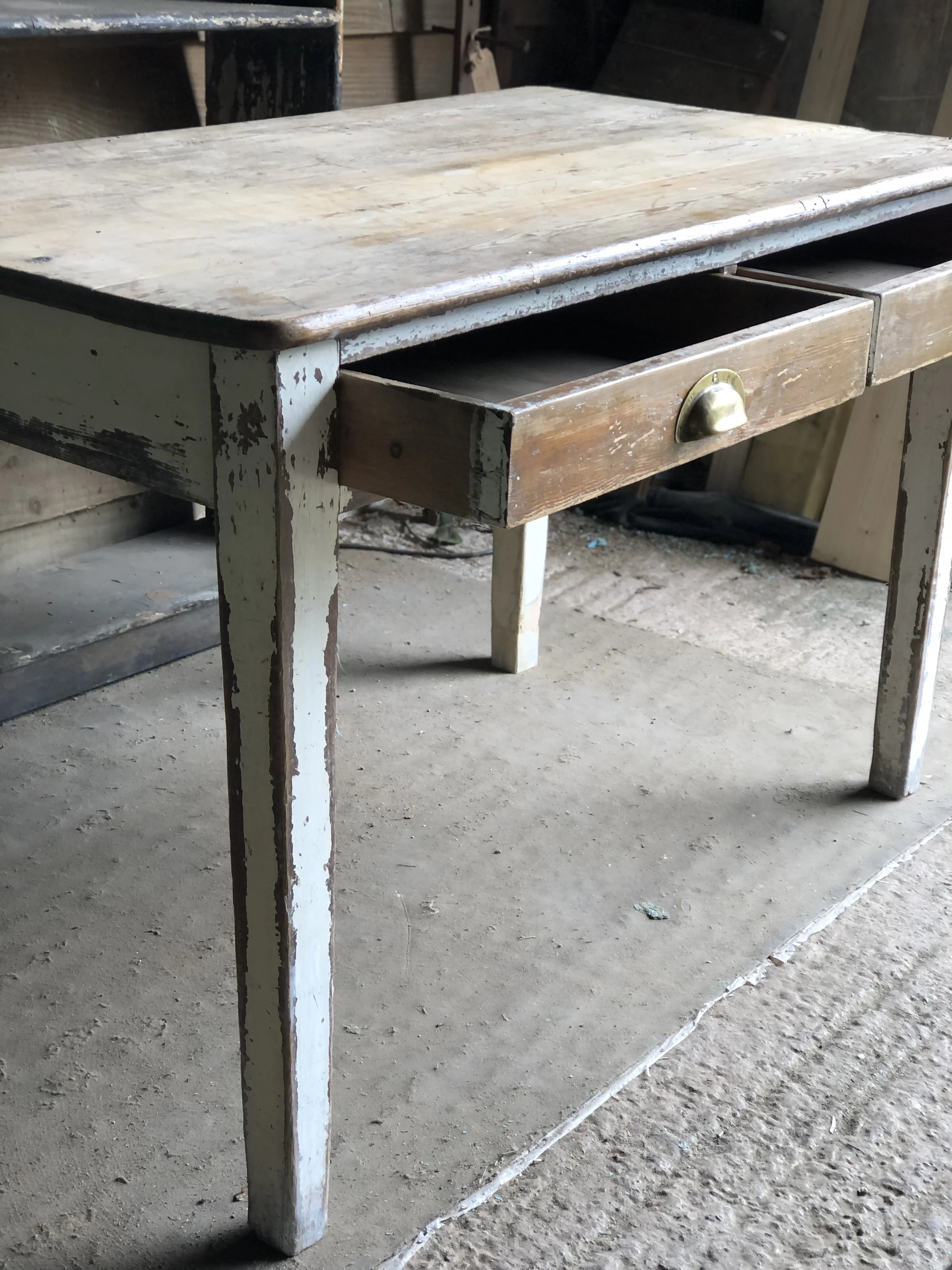 Antique Scrub Top Pine Table