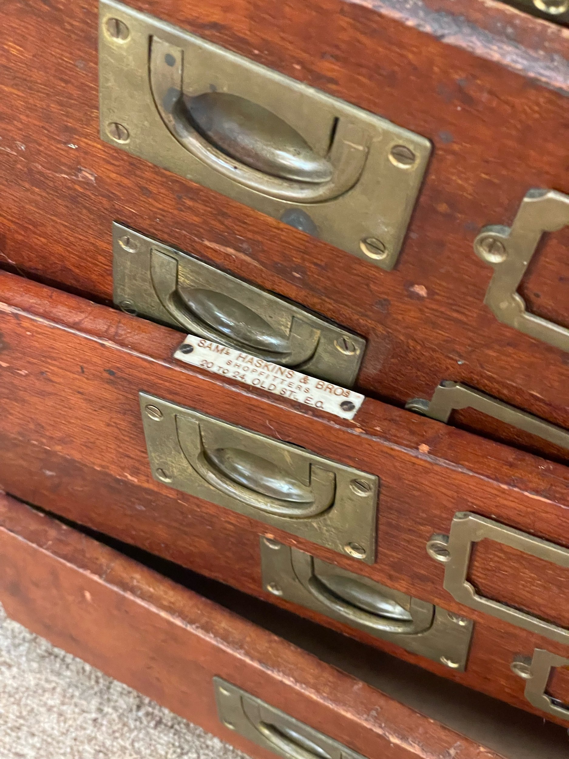 Early 20th Century English Bank of Drawers