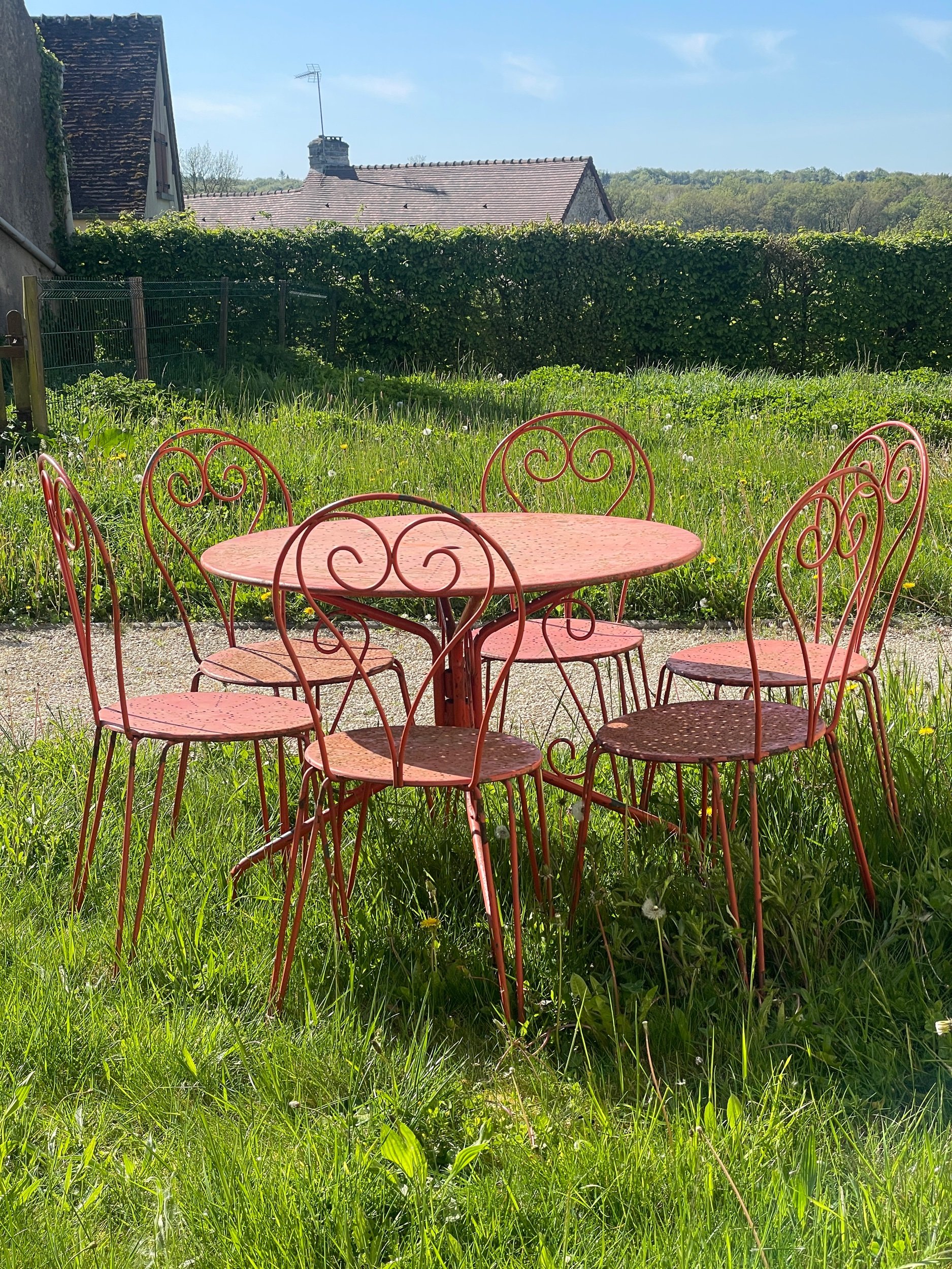 French Garden Table with Six Chairs