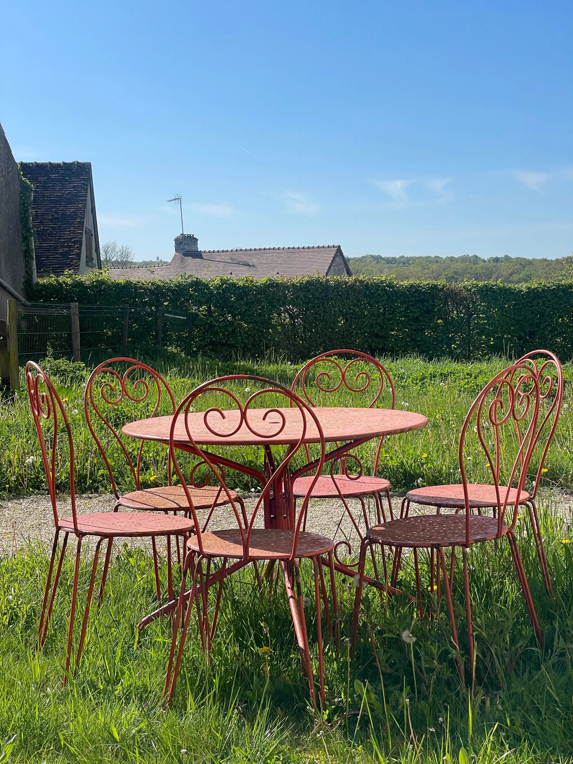 French Garden Table with Six Chairs