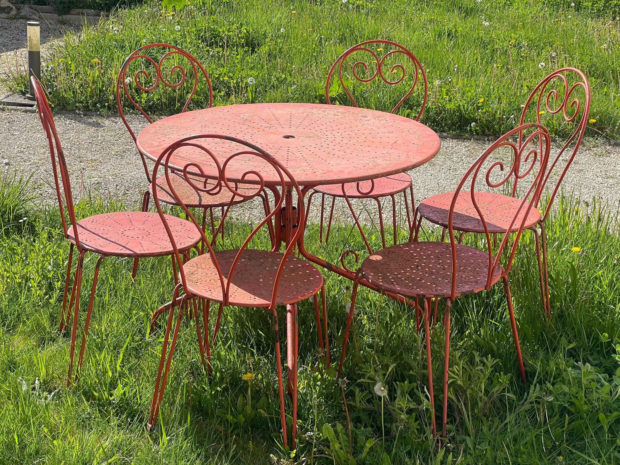 French Garden Table with Six Chairs