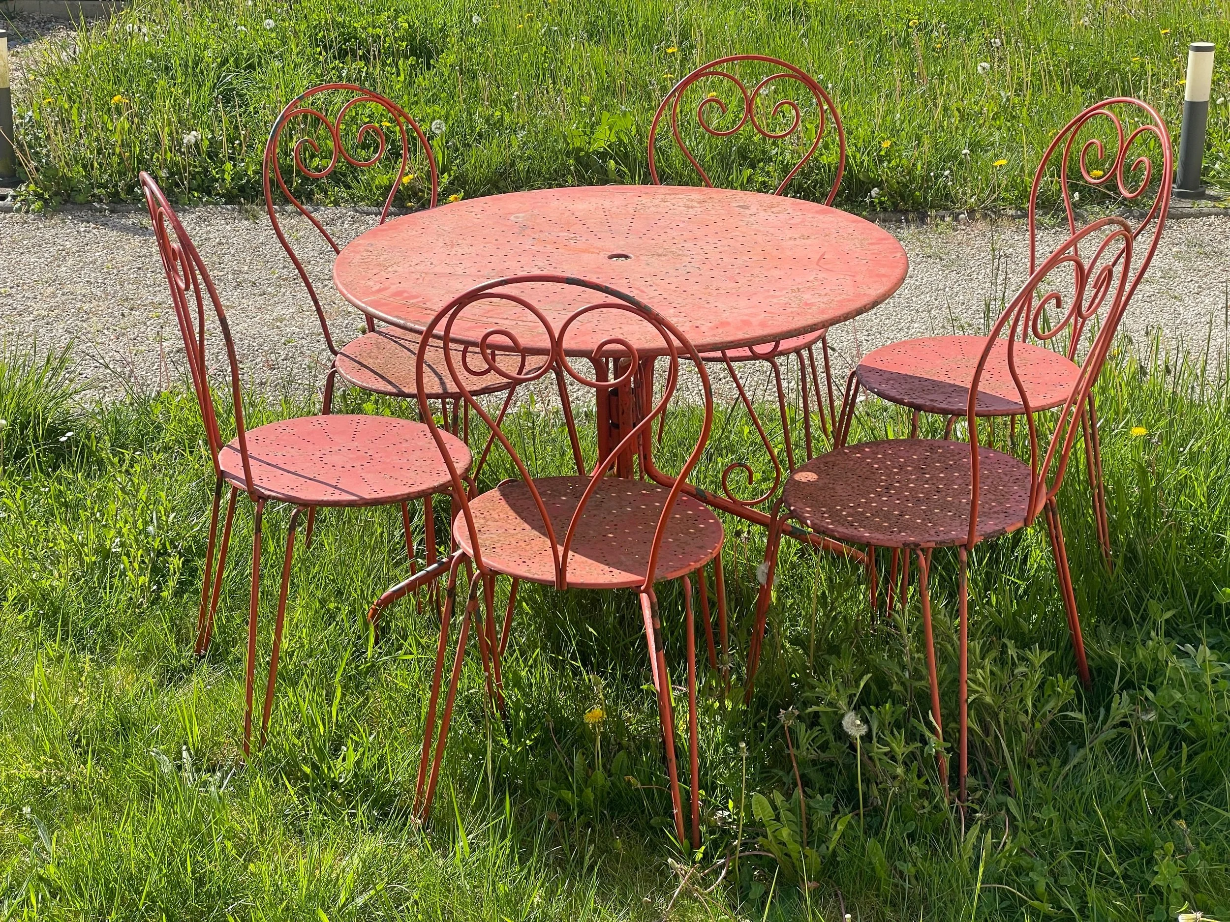French Garden Table with Six Chairs