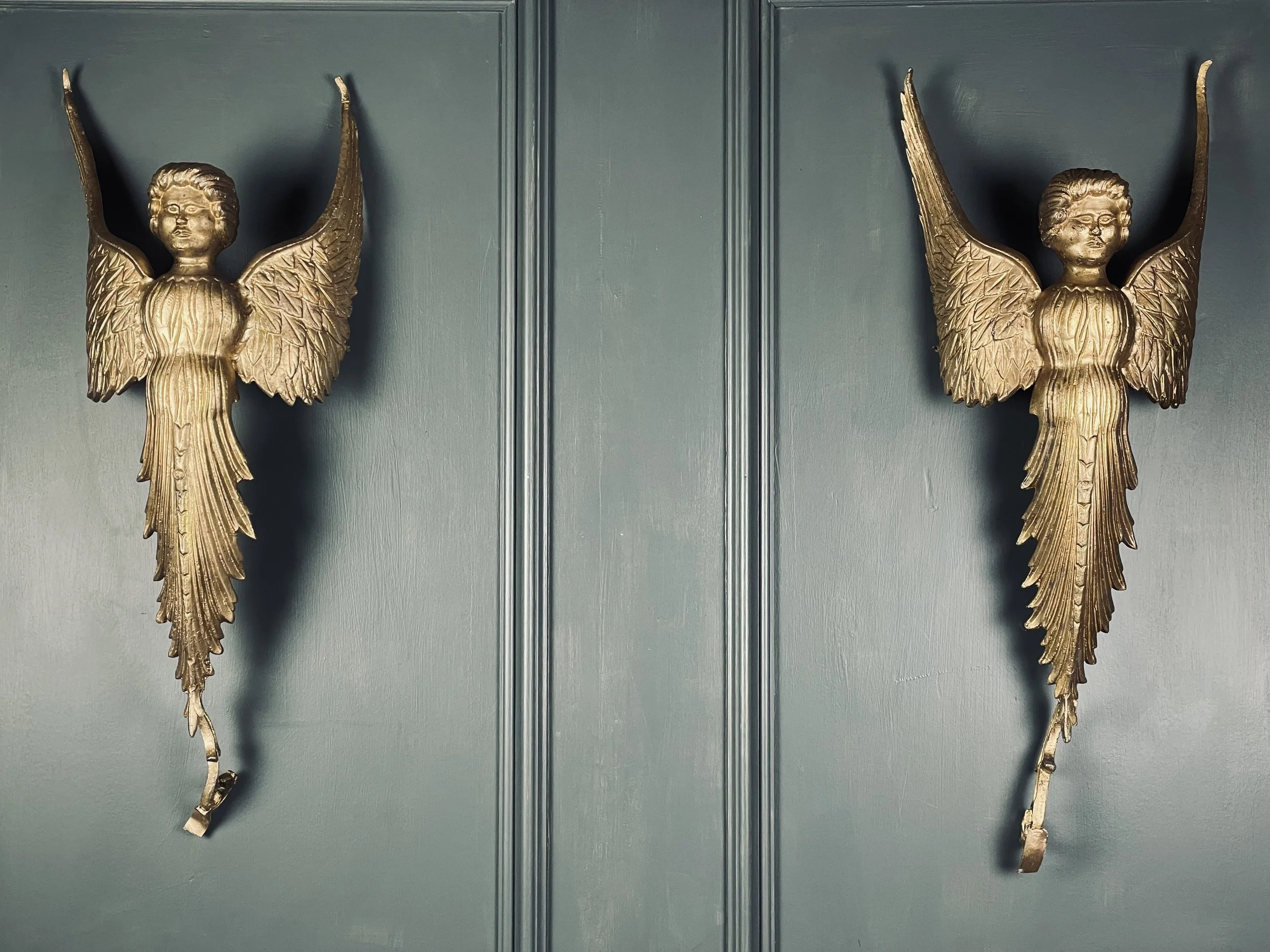 Antique Pair of Angel Wall Sconces