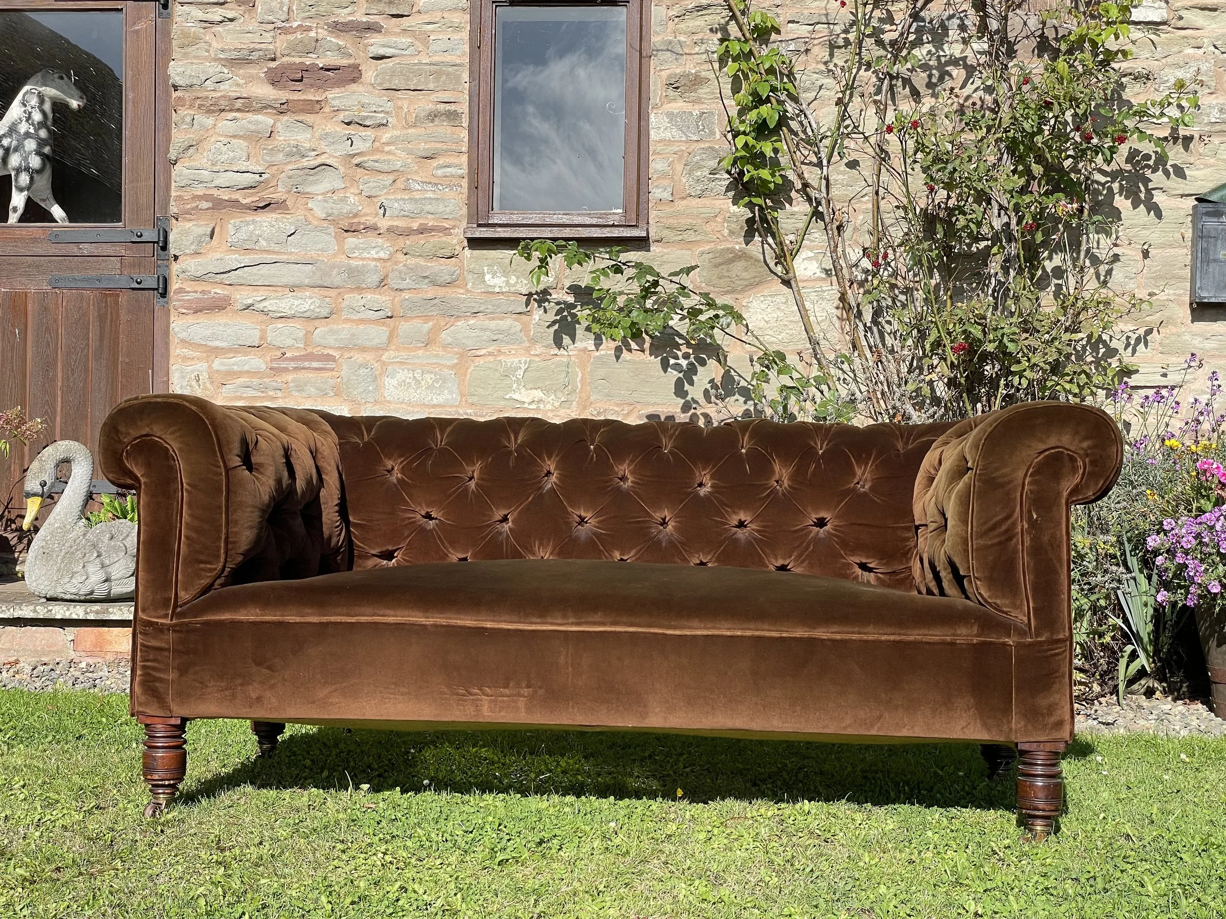 Victorian Two Seater Velvet Chesterfield
