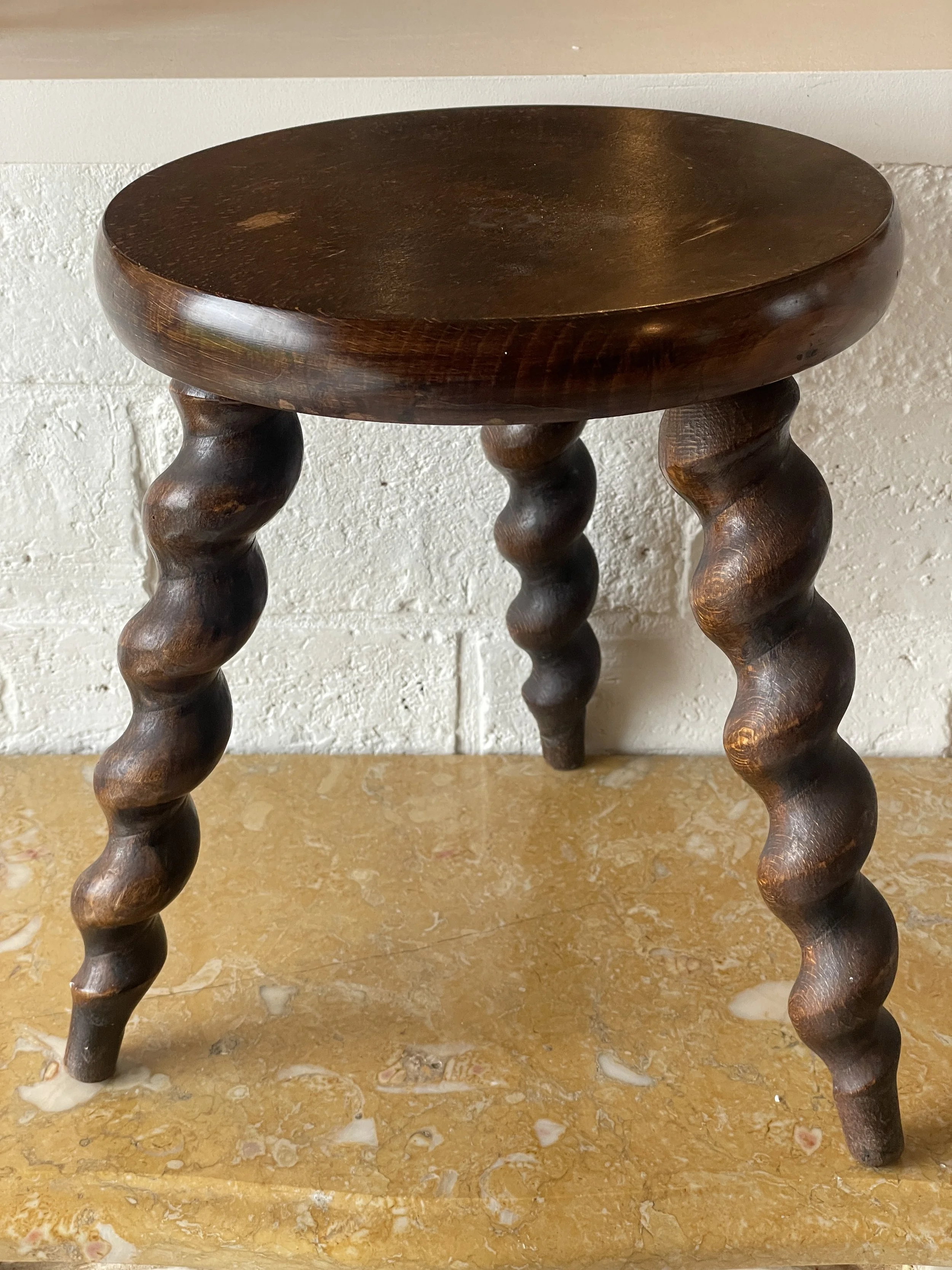 French Wooden Tripod Stool