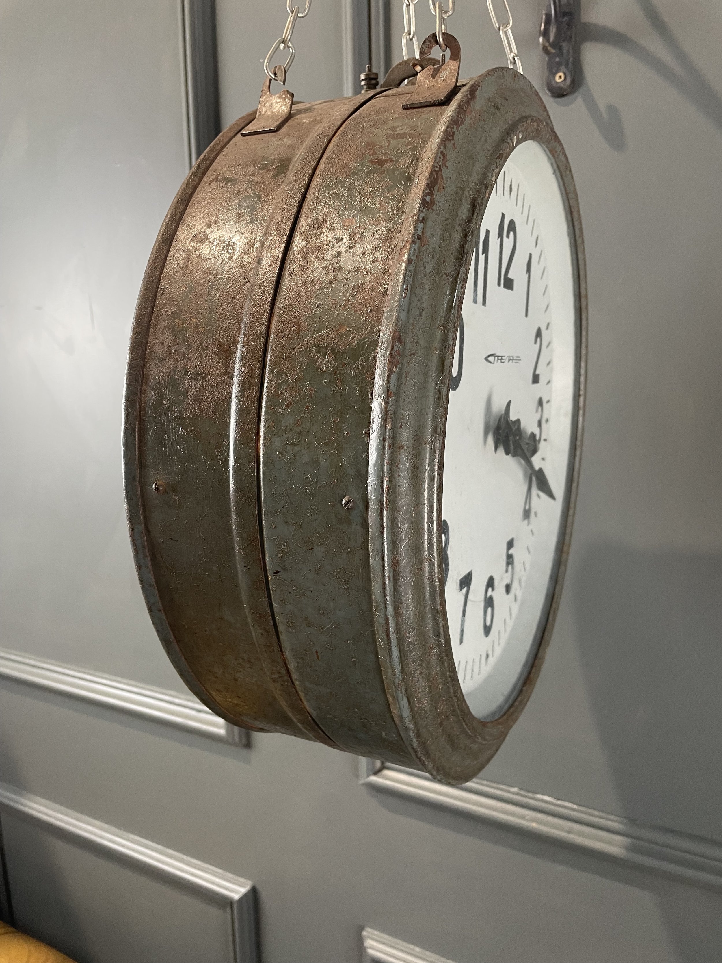 Double Sided Industrial Soviet Era Clock