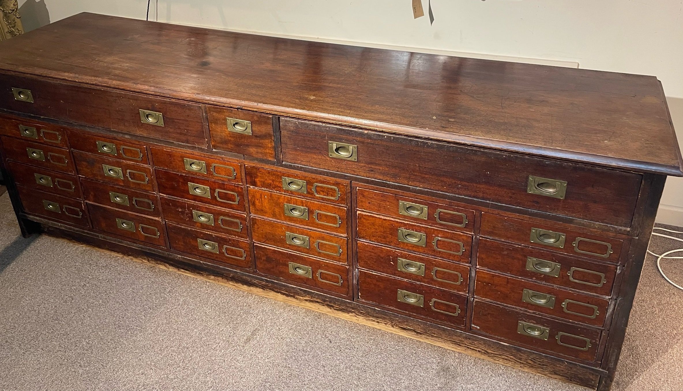 Early 20th Century English Bank of Drawers
