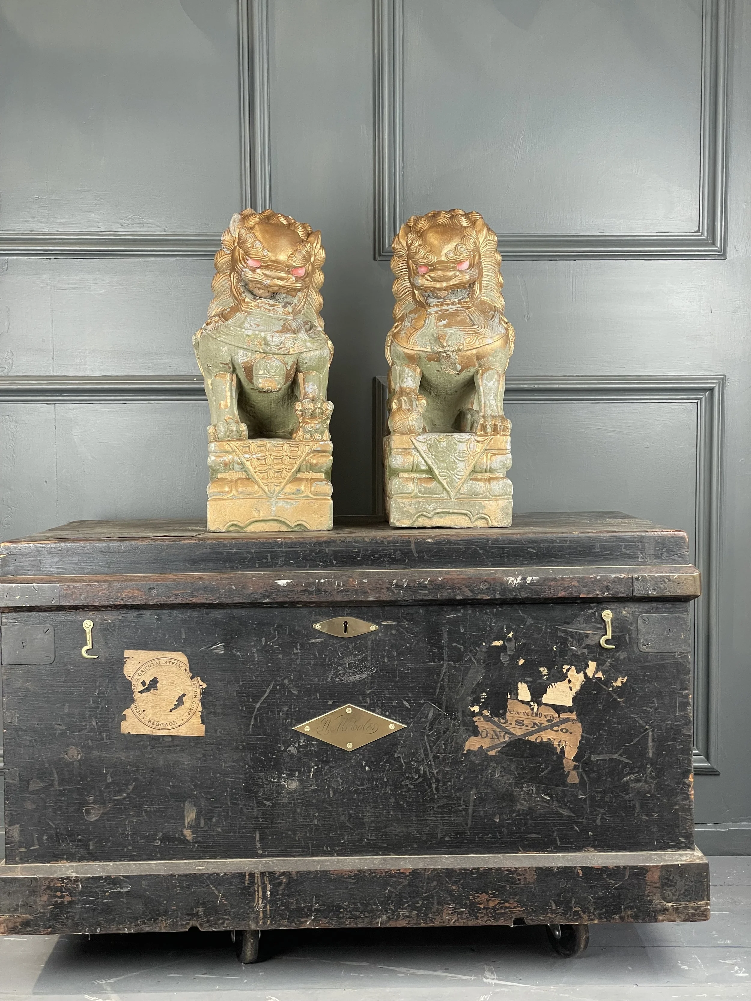 Chinese Pair of Stone Foo Dogs