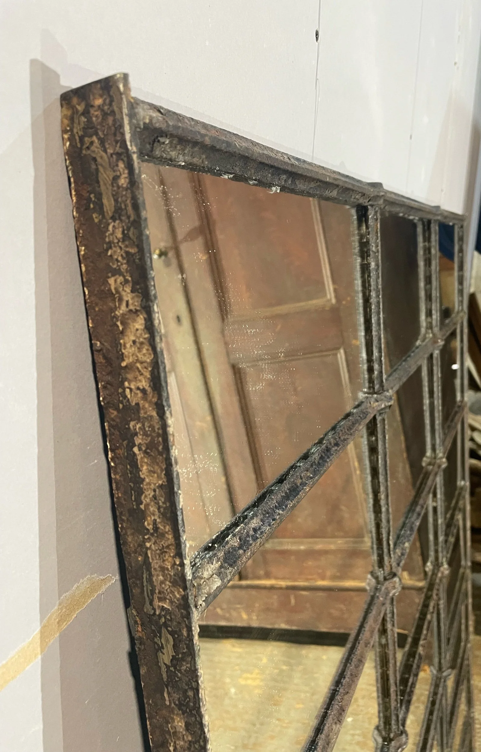 Large Cast Iron Framed Window Mirror