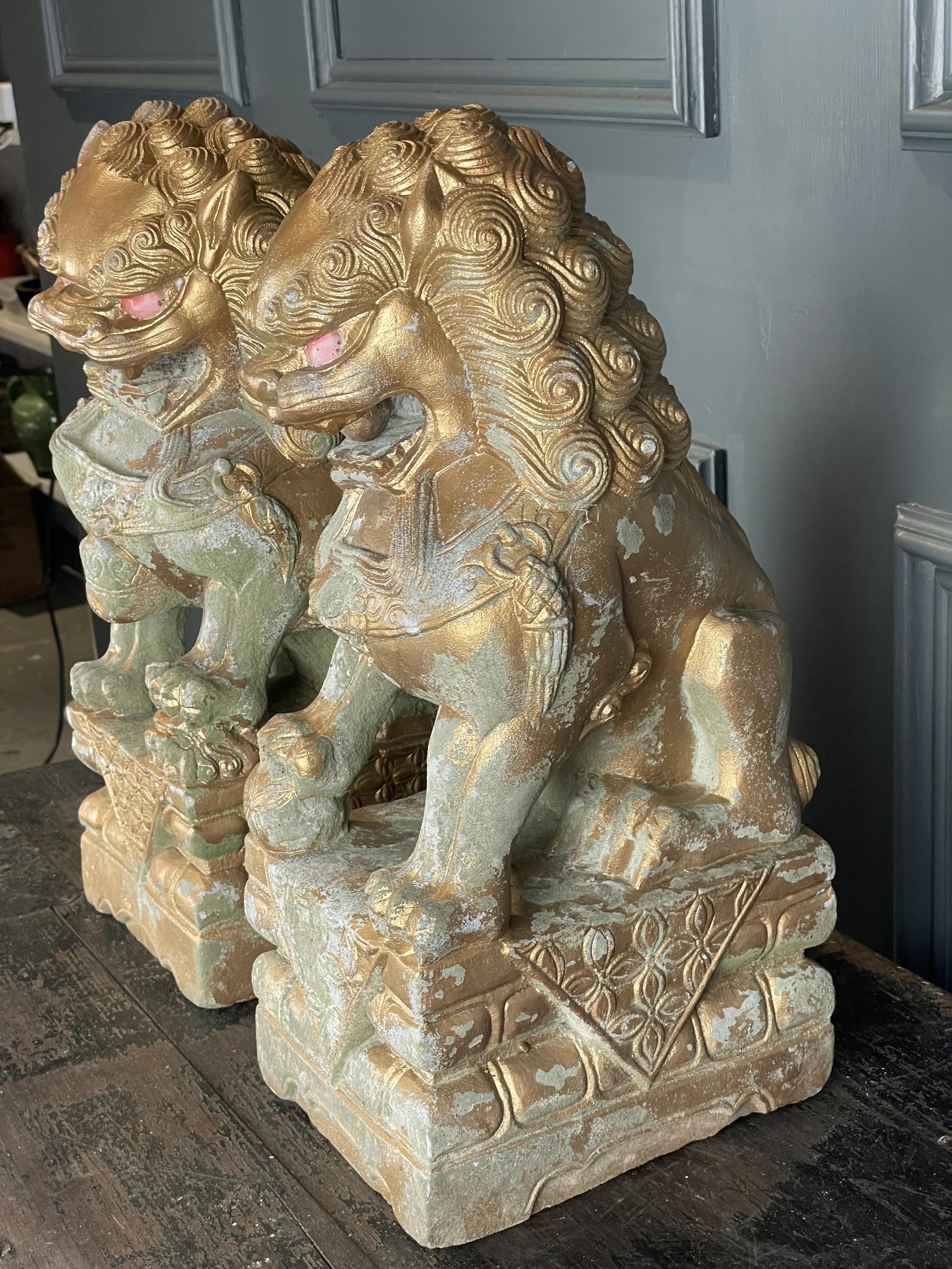 Chinese Pair of Stone Foo Dogs