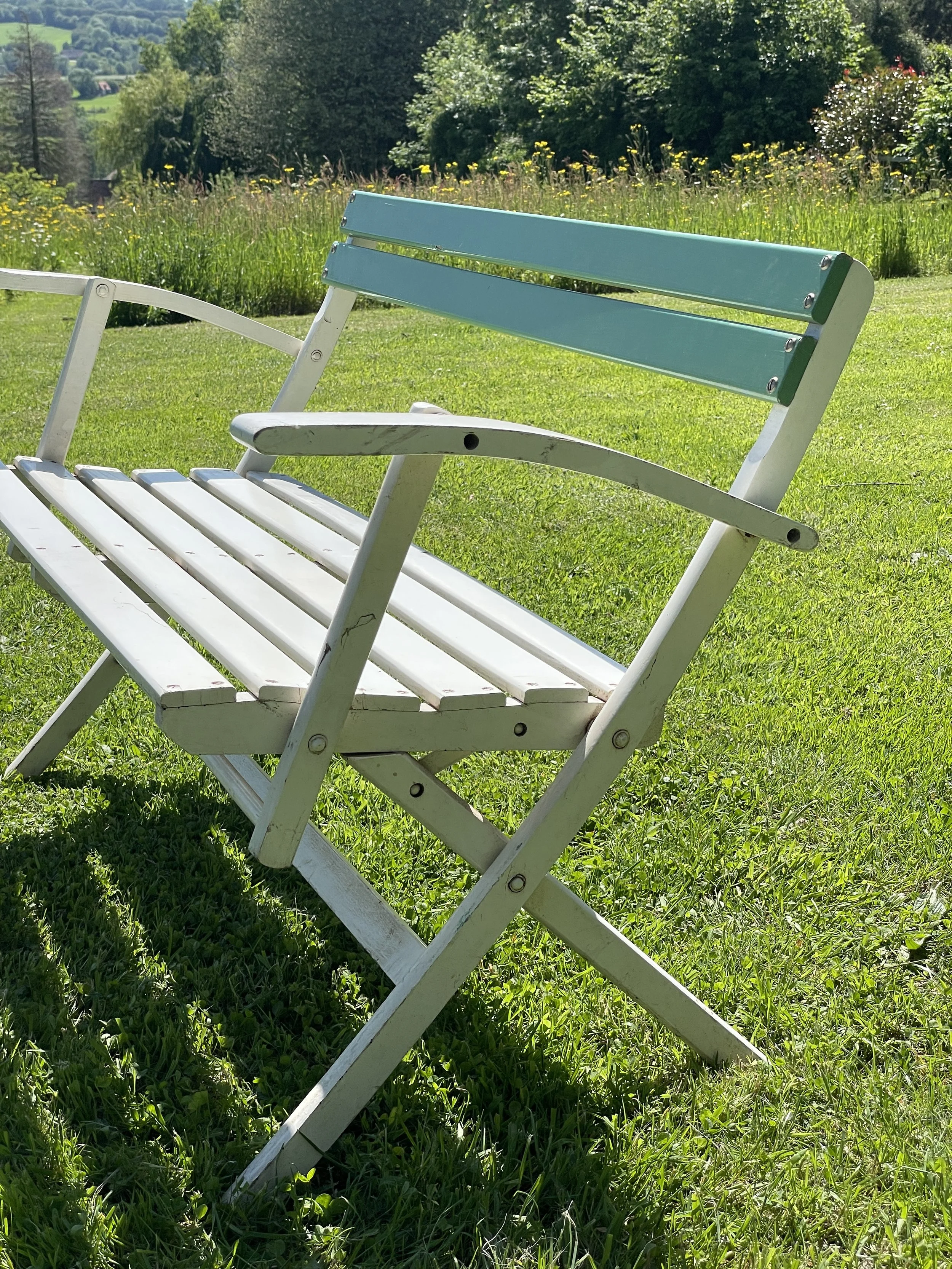 Mid Century Slatted Garden Bench
