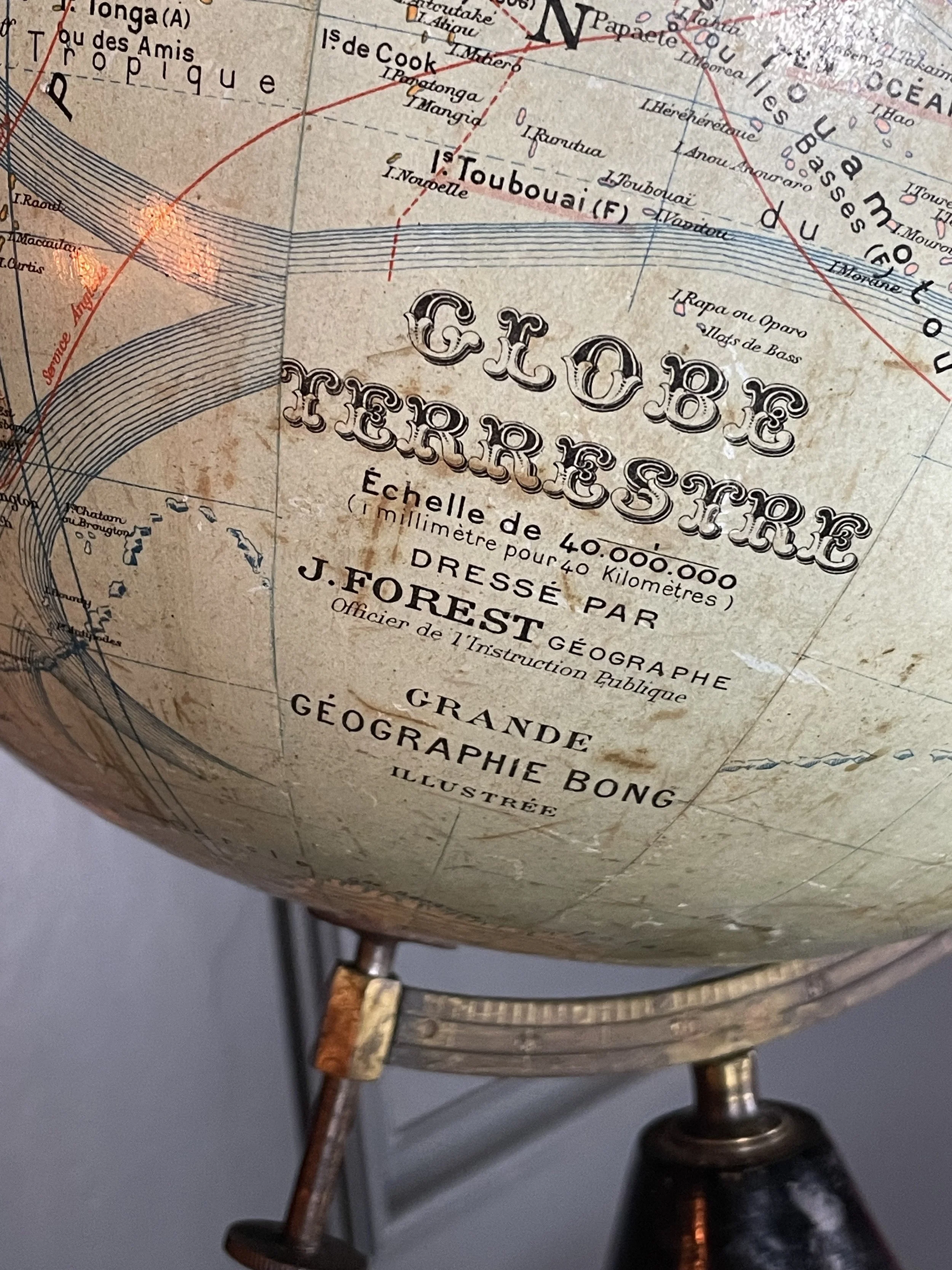 French Antique Globe - J Forest