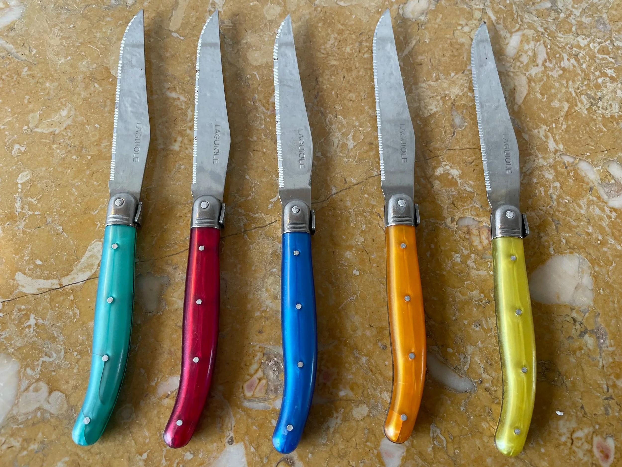 Laguiole Rainbow Steak Knives set of 5