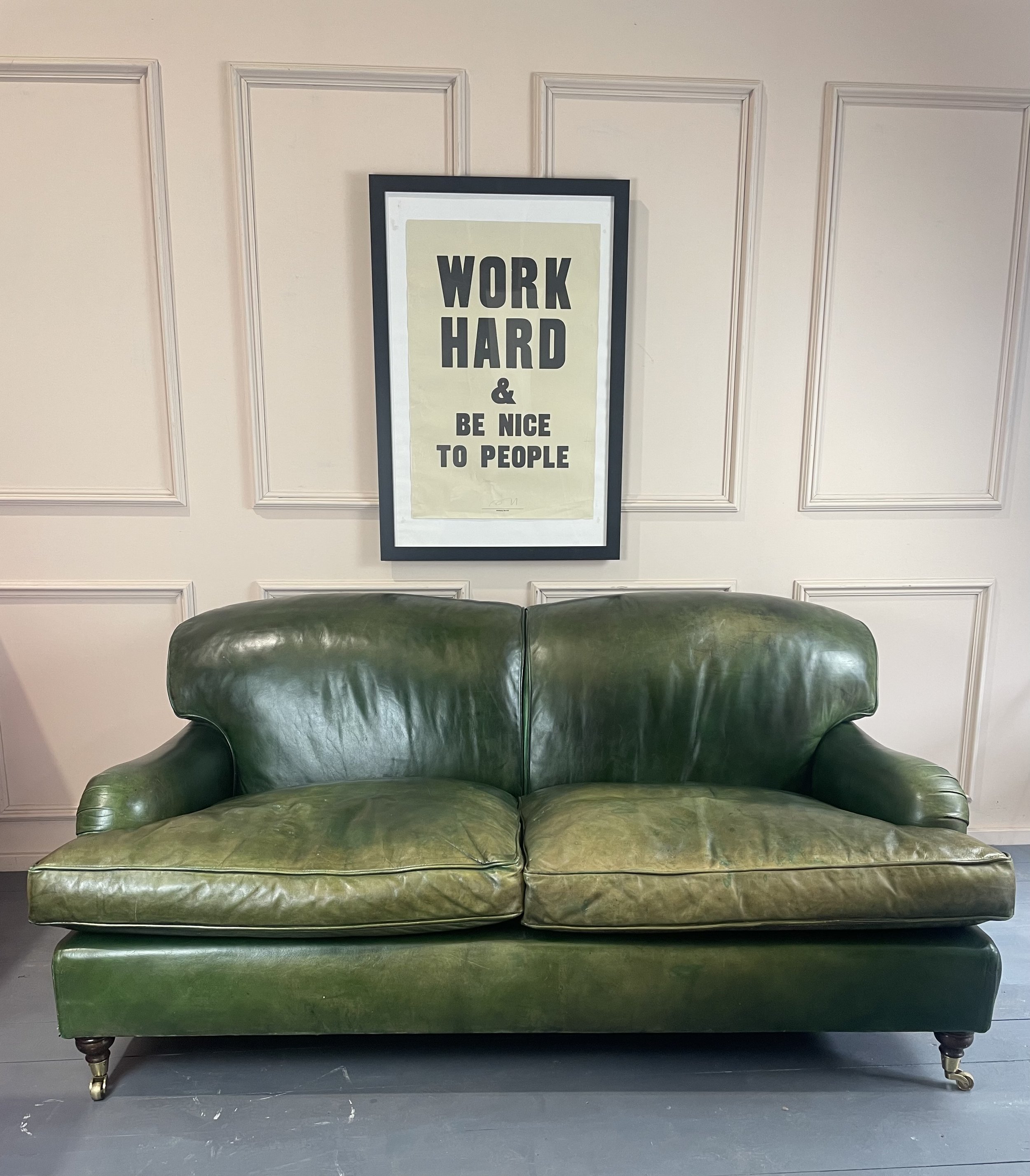 Green Leather 2.5 Seat Sofa