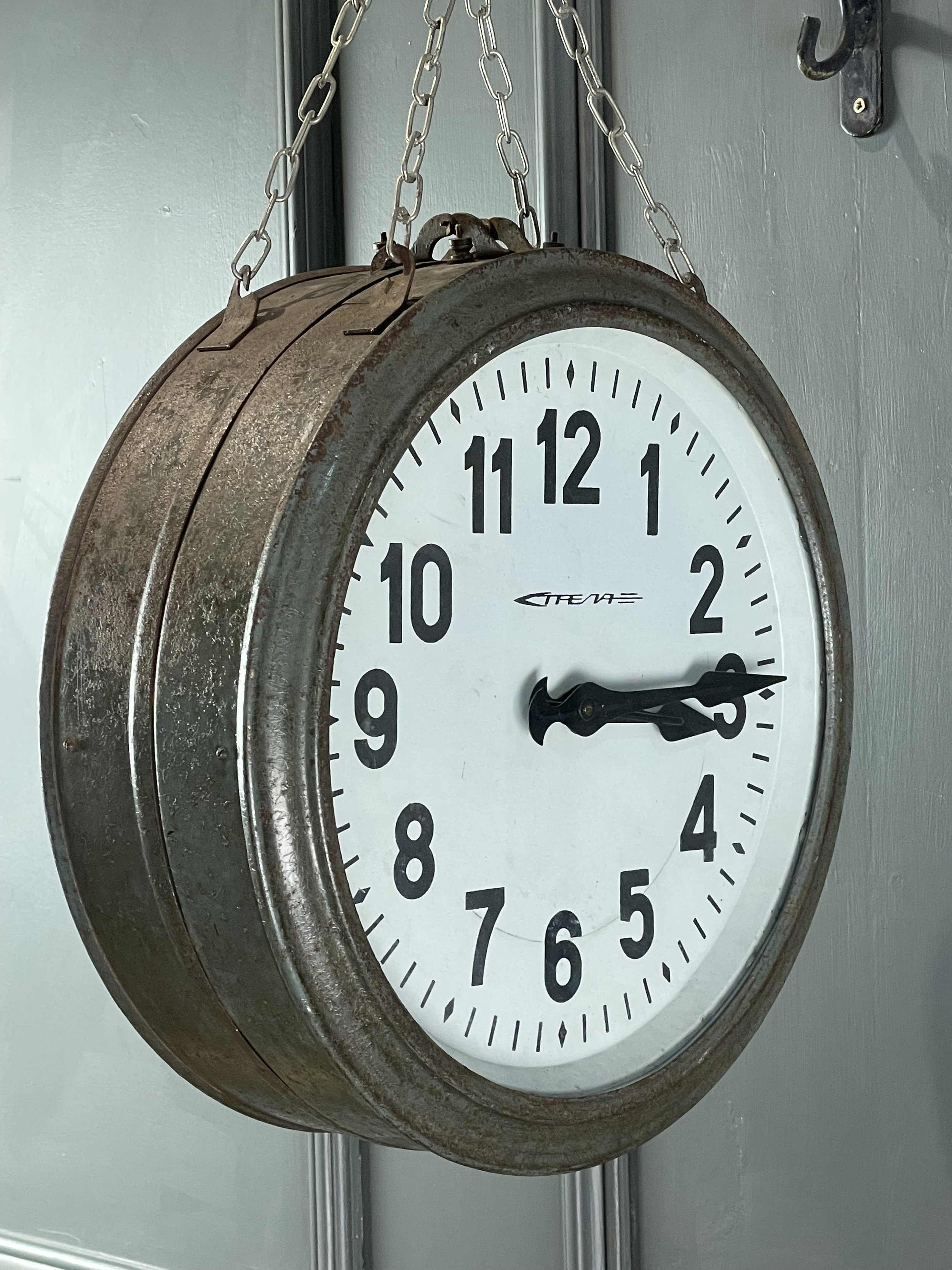 Double Sided Industrial Soviet Era Clock