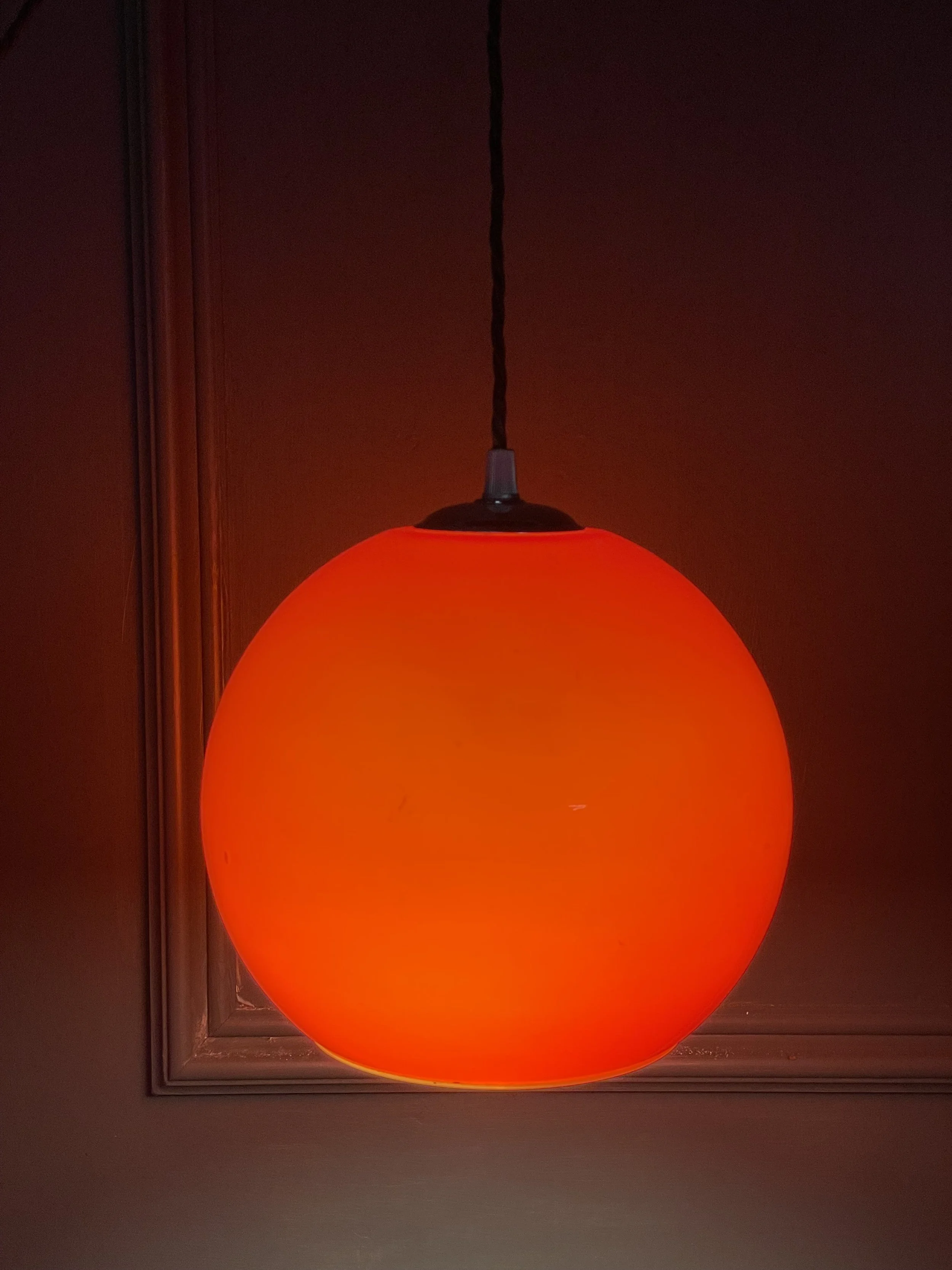 Mid Century Glass Red Pendant Globe