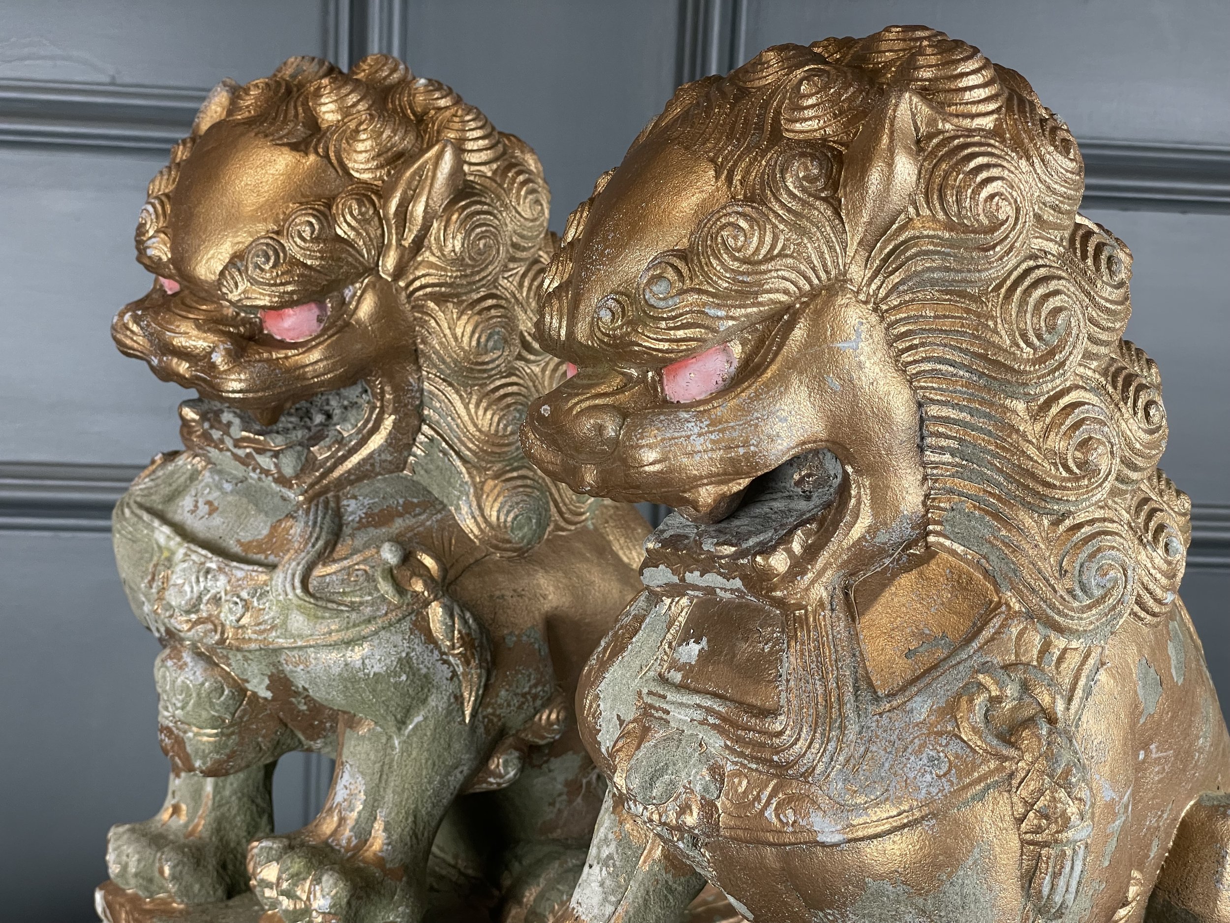 Chinese Pair of Stone Foo Dogs